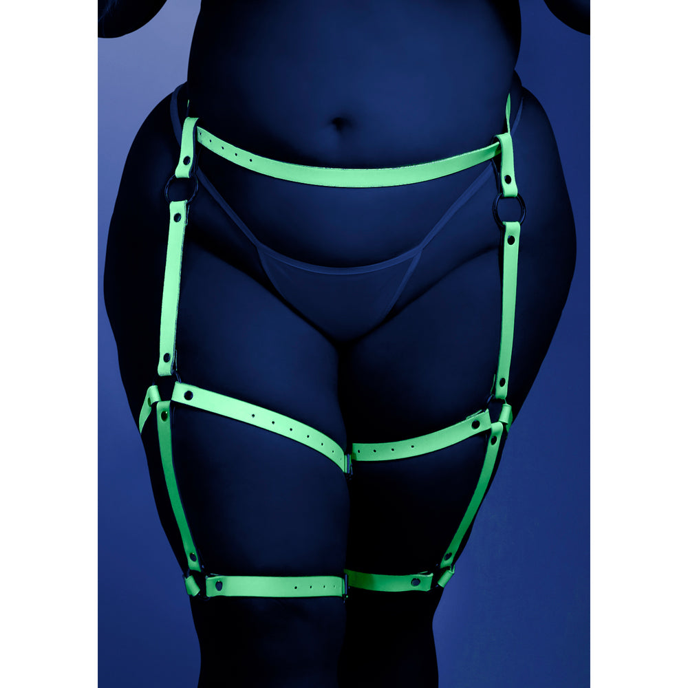 Sexy Glow in the Dark Fantasy Lingerie Leg Harness with Adjustable Buckles - Perfect for Cosplay, Rave Parties & Sensual Nights