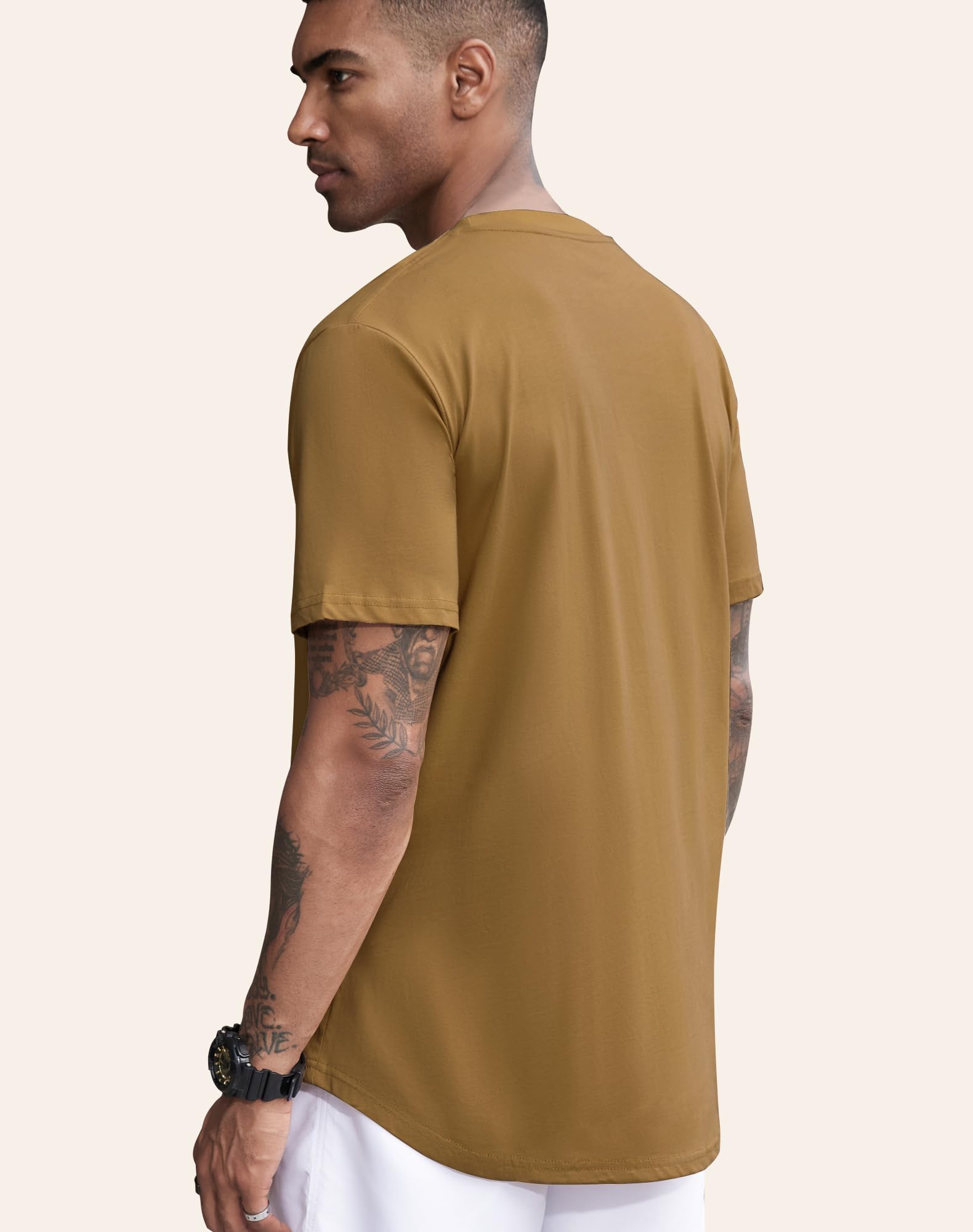 3 Pack Men's 100% Cotton Longline T-Shirts - Crewneck Basic Casual Tee Shirt with Long Drop Cut for Everyday Wear, Street Style & Layering