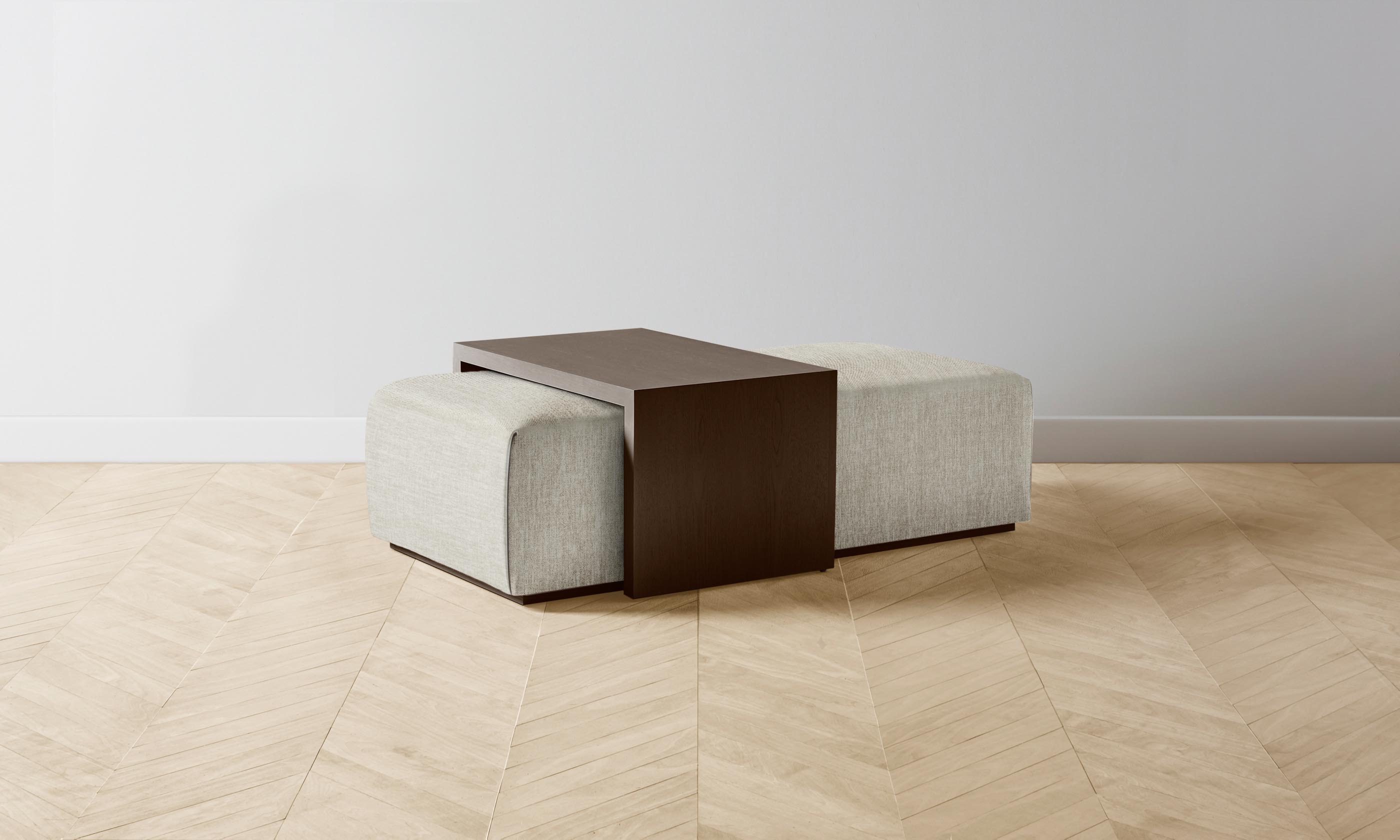 The Bowery Ottoman in Performance Tweed Oatmeal - Stylish and Durable Footrest for Living Room, Bedroom, or Office