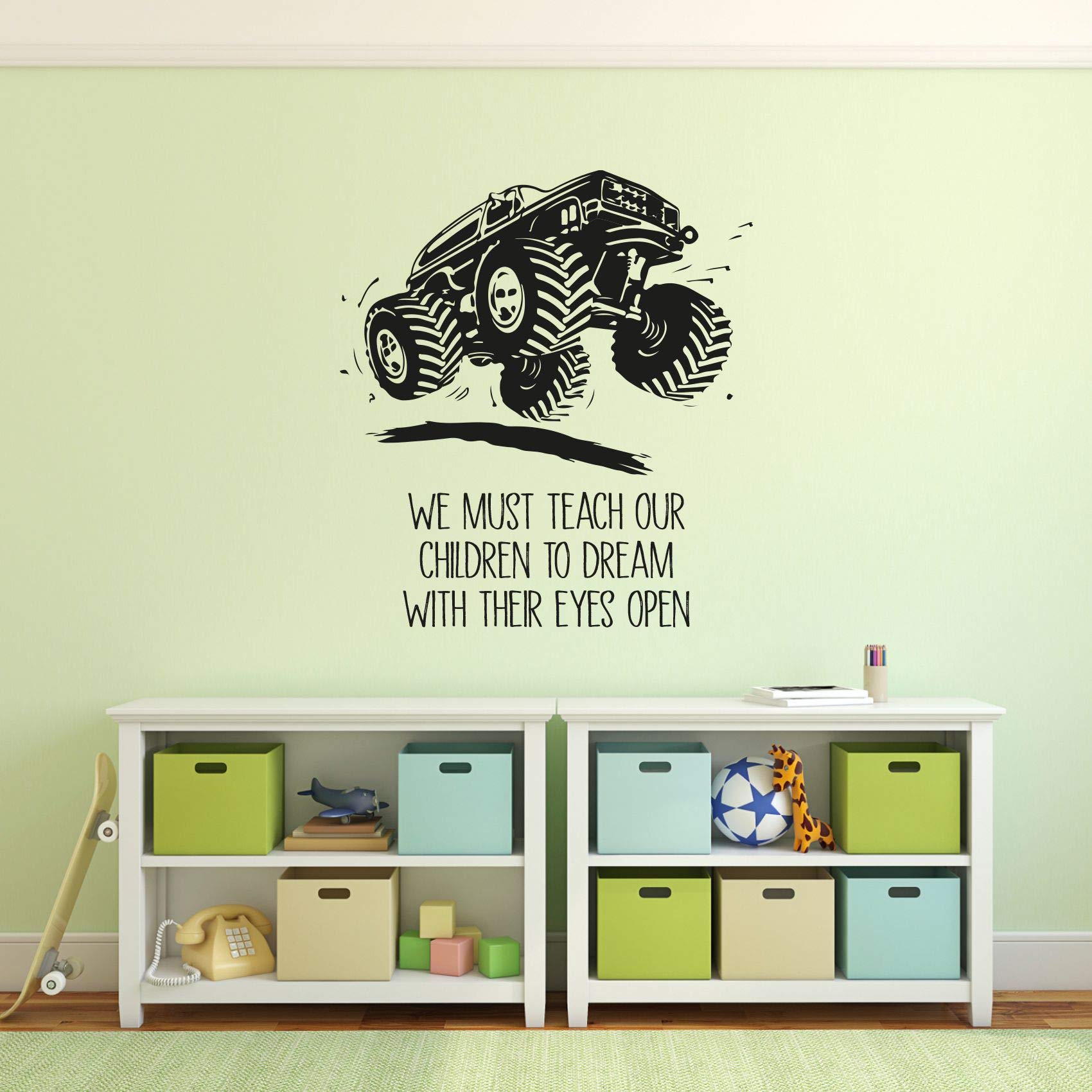 Monster Truck Wall Decals for Kids - 10x8 Inch Vinyl Stickers, Fun Room Decor for Boys & Girls Bedroom, Nursery, Kindergarten - Easy Peel & Stick Home Art
