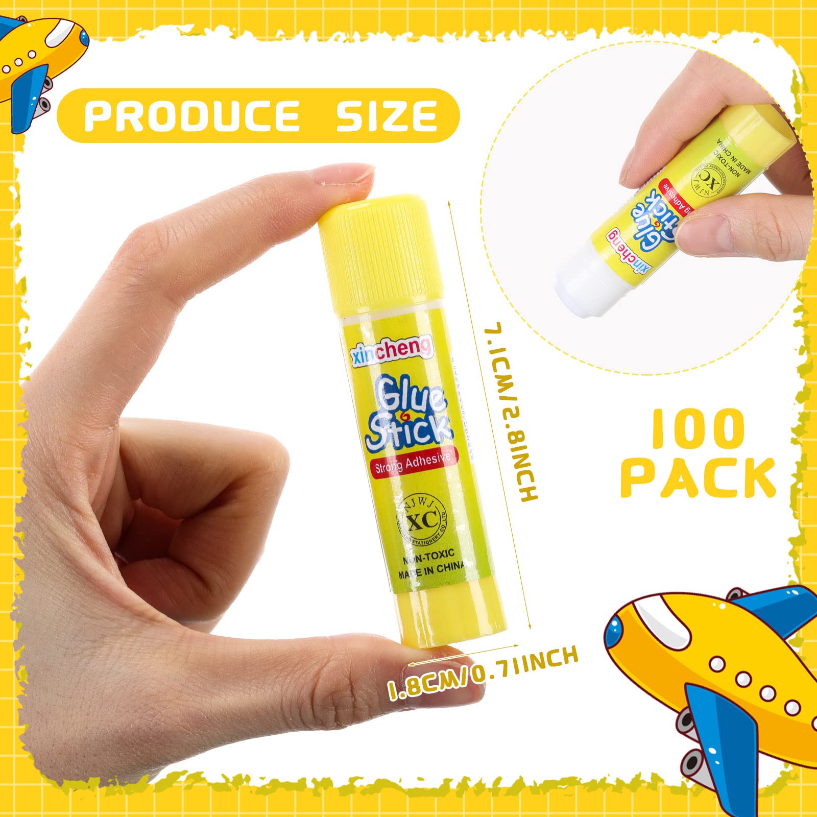 Zubebe Washable White Glue Sticks - 100 Pack for Crafts, Scrapbooking, School & Office | Non-Toxic Adhesive for Kids, Students, Teachers & DIY Projects | Perfect for Classroom, Home & Art Supplies