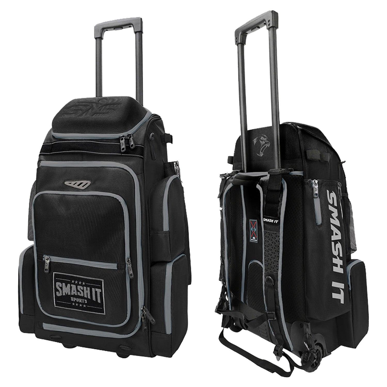 2025 Smash Ops Lil' Guerrilla Hybrid Roller/Bat Pack Bag - Black & Charcoal - Perfect for Baseball, Softball & Sports Equipment Storage