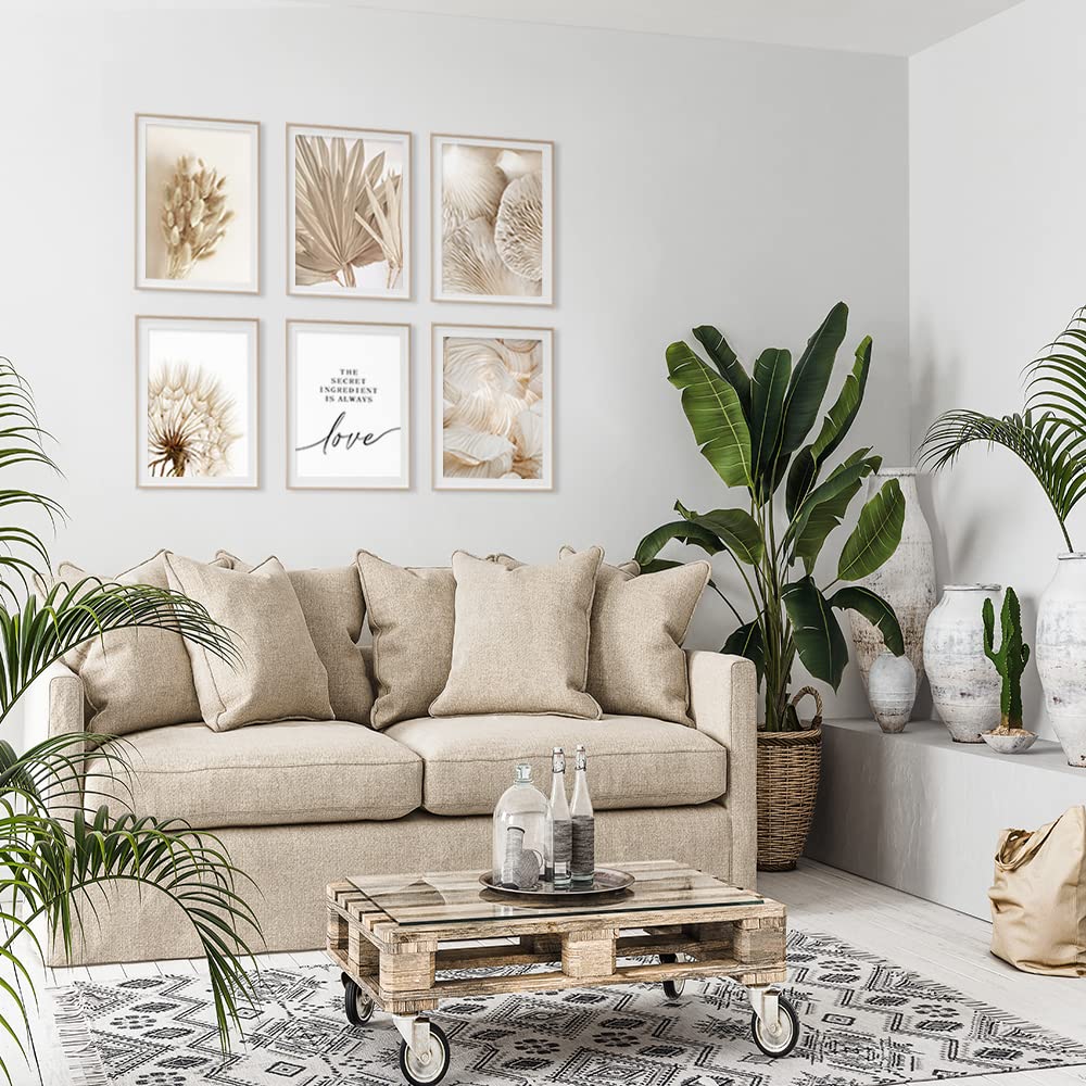 Botanical Wall Art Prints Set of 6 - 8x10in Beige & Sage Green Posters for Bedroom & Living Room Decor | Nature Landscape Wall Decor for Spring Aesthetic | Perfect for Home, Office & Gift Giving