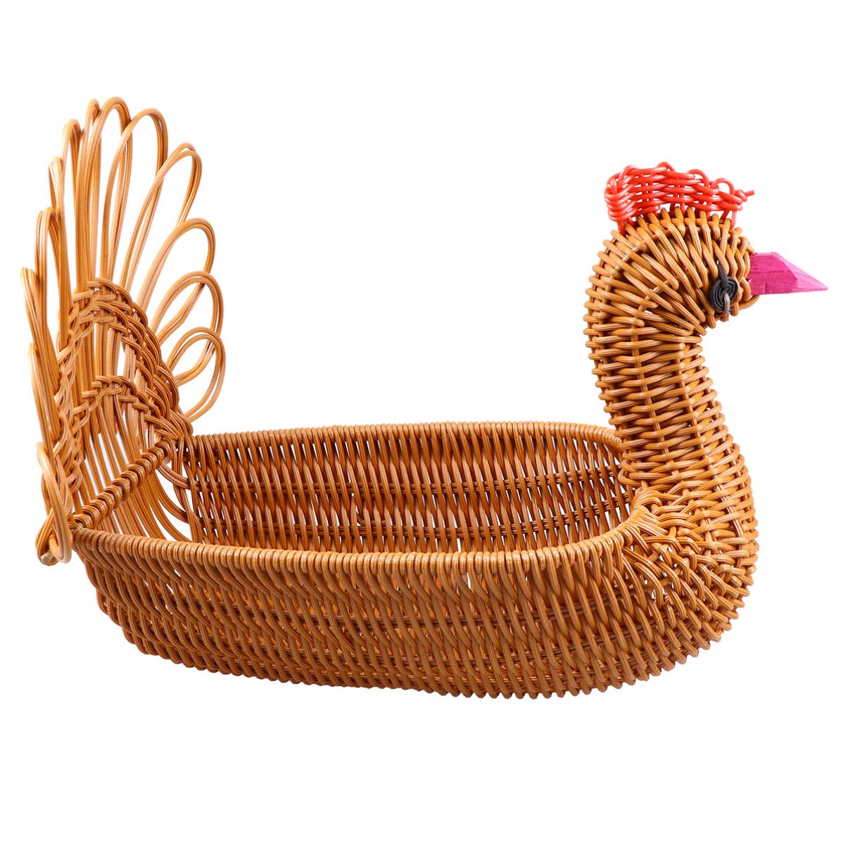 EXCEART Handmade Woven Turkey-Shaped Storage Basket - Multifunctional Wicker Fruit & Toy Organizer for Home, Kitchen, or Nursery Decor | Perfect for Storing Fruits, Toys, and Household Items