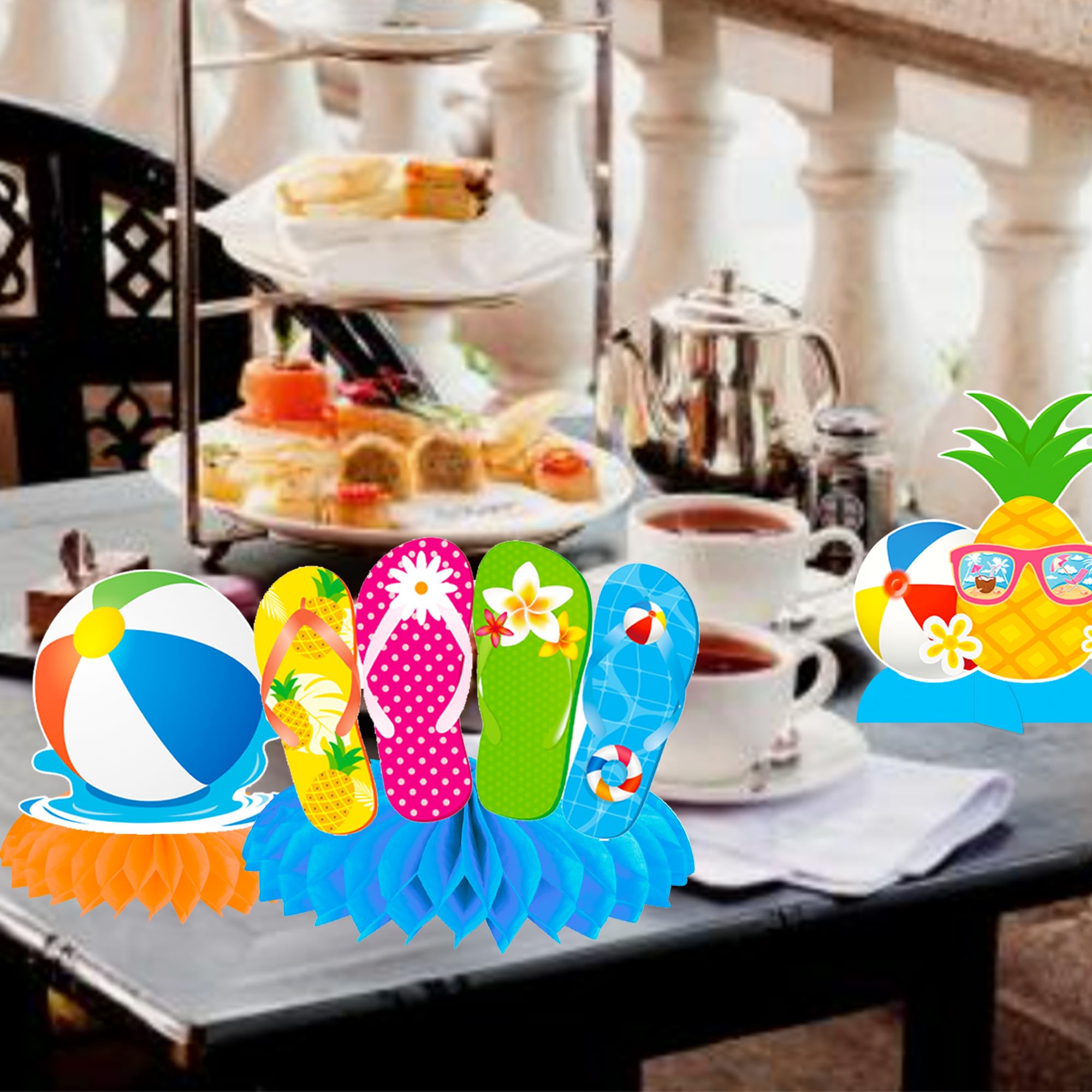 11Pcs Honeycomb Summer Party Decorations - Beach Pool Table Centerpieces for Hawaiian Themed Birthday, Wedding & BBQ Events | Perfect for Outdoor Gatherings, Luau Parties & Tropical Celebrations