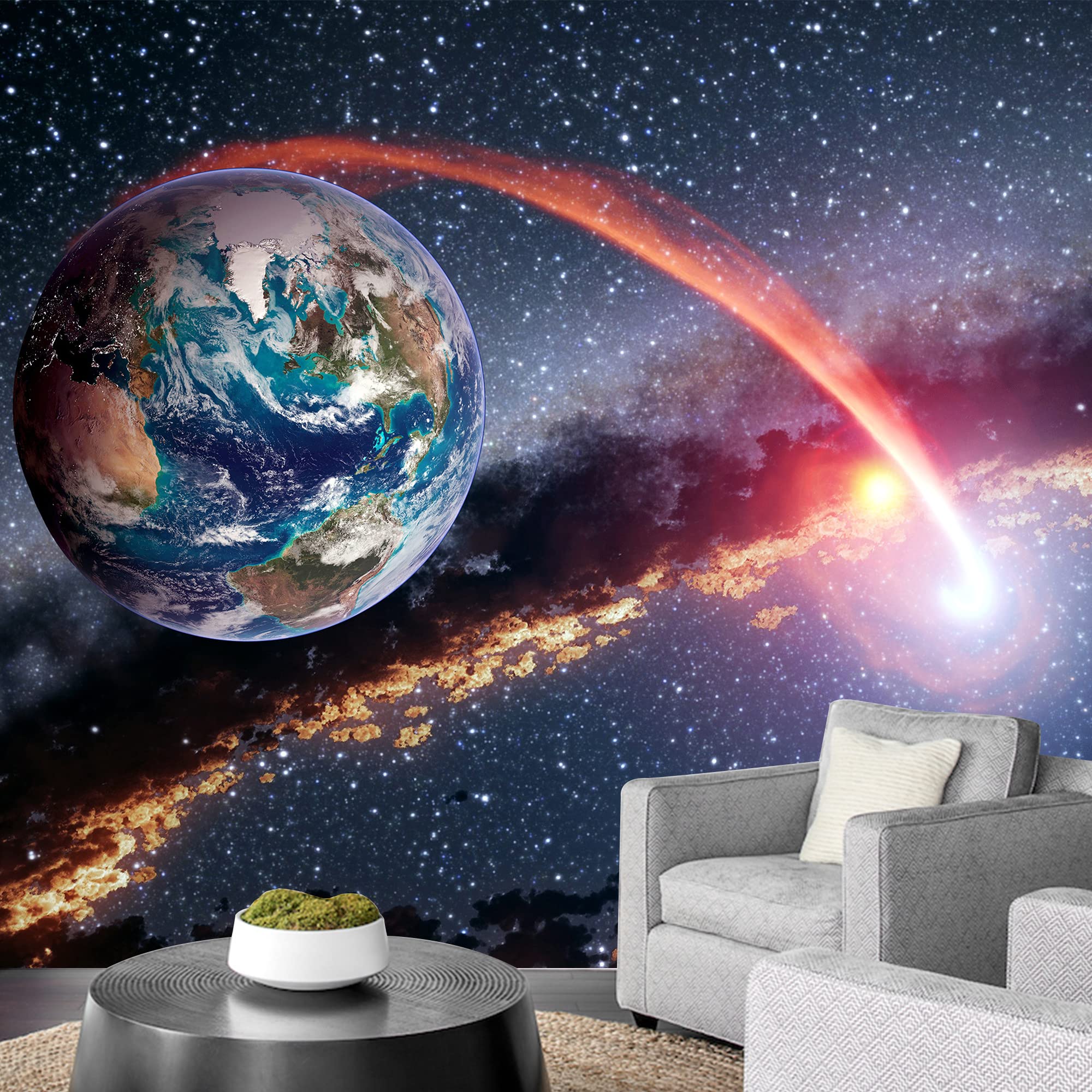 Removable Peel and Stick Wallpaper - Space Themed Wall Murals for Bedroom (66x96 inches) | Giant Planets Universe Decor | Easy DIY Home Decoration for Kids Room & Nursery