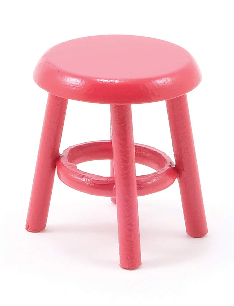 Miniature Red Stool for Dollhouse - Perfect for Dollhouse Decor, DIY Crafts & Miniature Scenes - 1:12 Scale Tiny Furniture Accessory