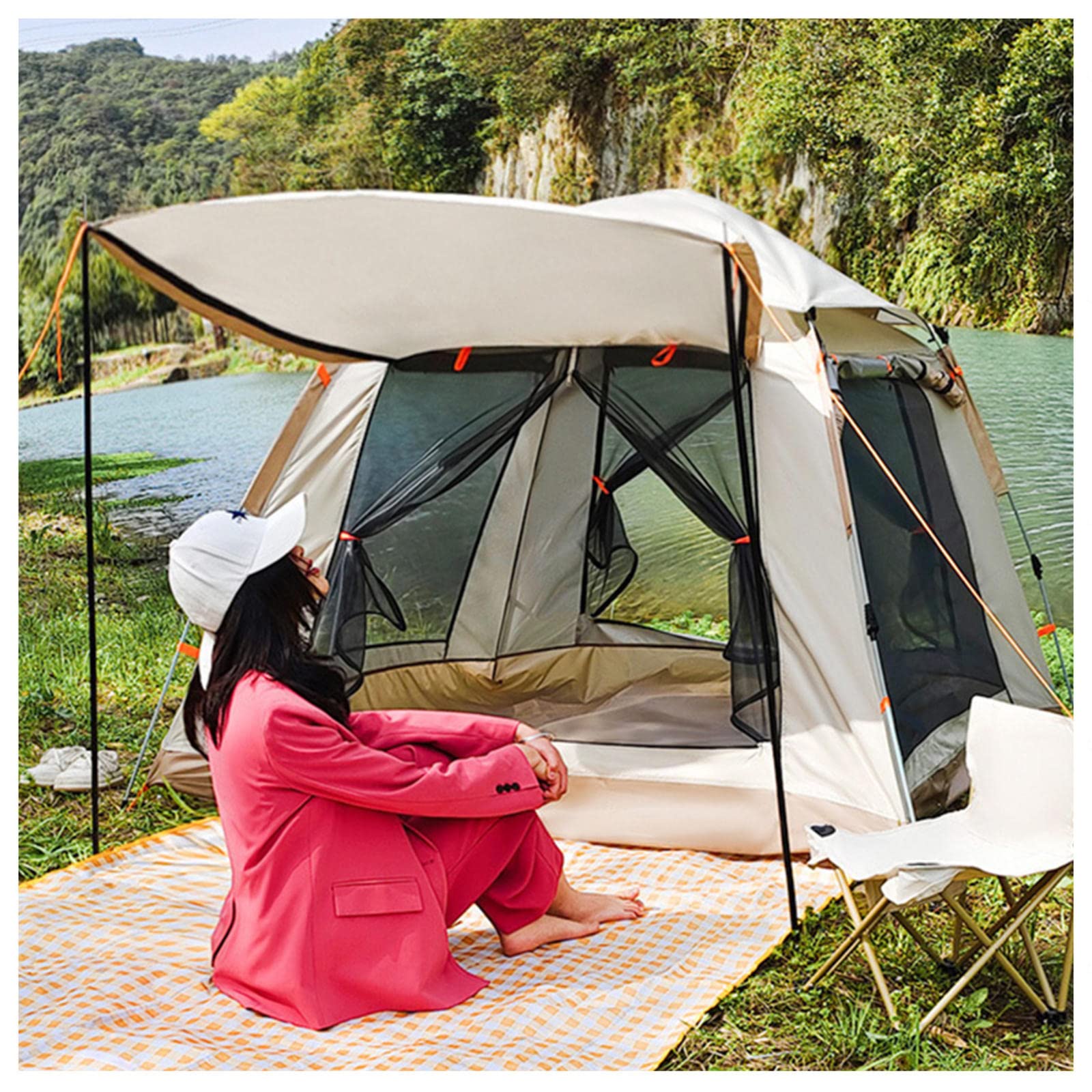 4-Person Pop-Up Camping Tent - Waterproof & Instant Setup for Hiking, Backpacking