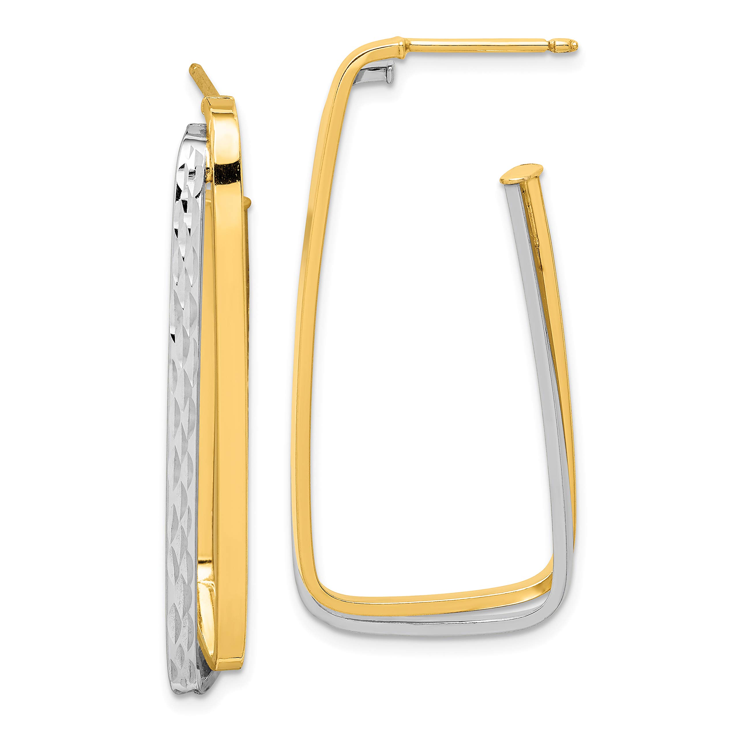 14k Gold Double Tube Oval Hoop Dangle Earrings for Women - Elegant Post Earrings for Everyday Wear, Date Night & Special Occasions
