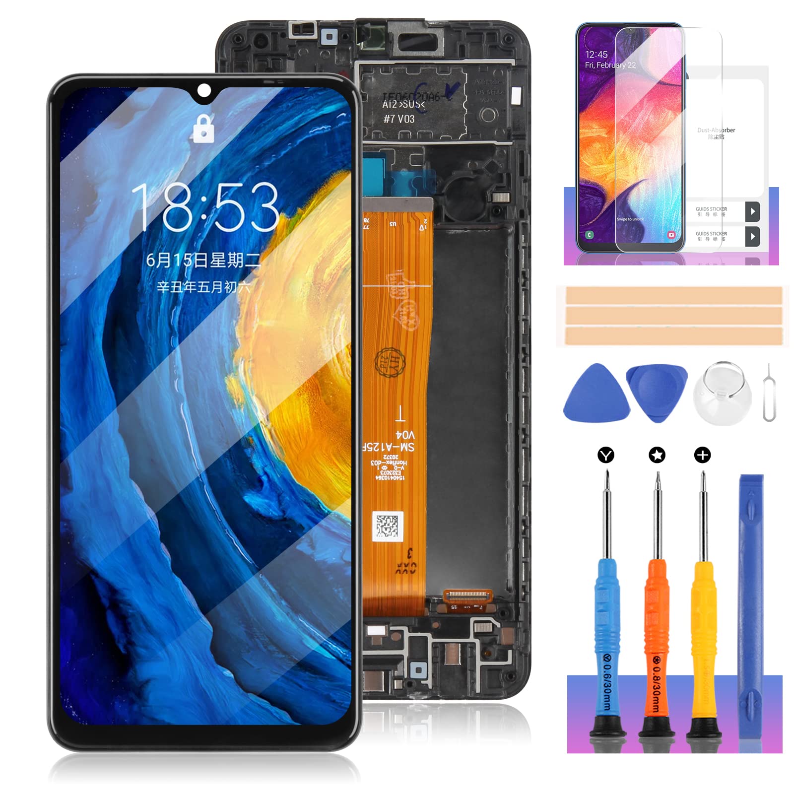 Original Samsung A12 Screen Replacement - LCD Display with Frame & Digitizer for SM-A125U/A125F/A125M/DS - Touch Screen Assembly Repair Part - Perfect for DIY Phone Fixes & Screen Damage Replacement