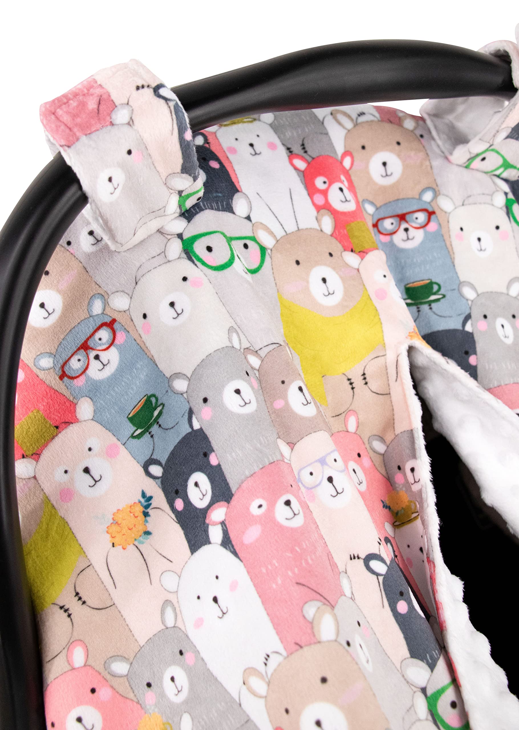 Premium Minky Baby Car Seat Cover - Soft & Cozy Bear Design, 40