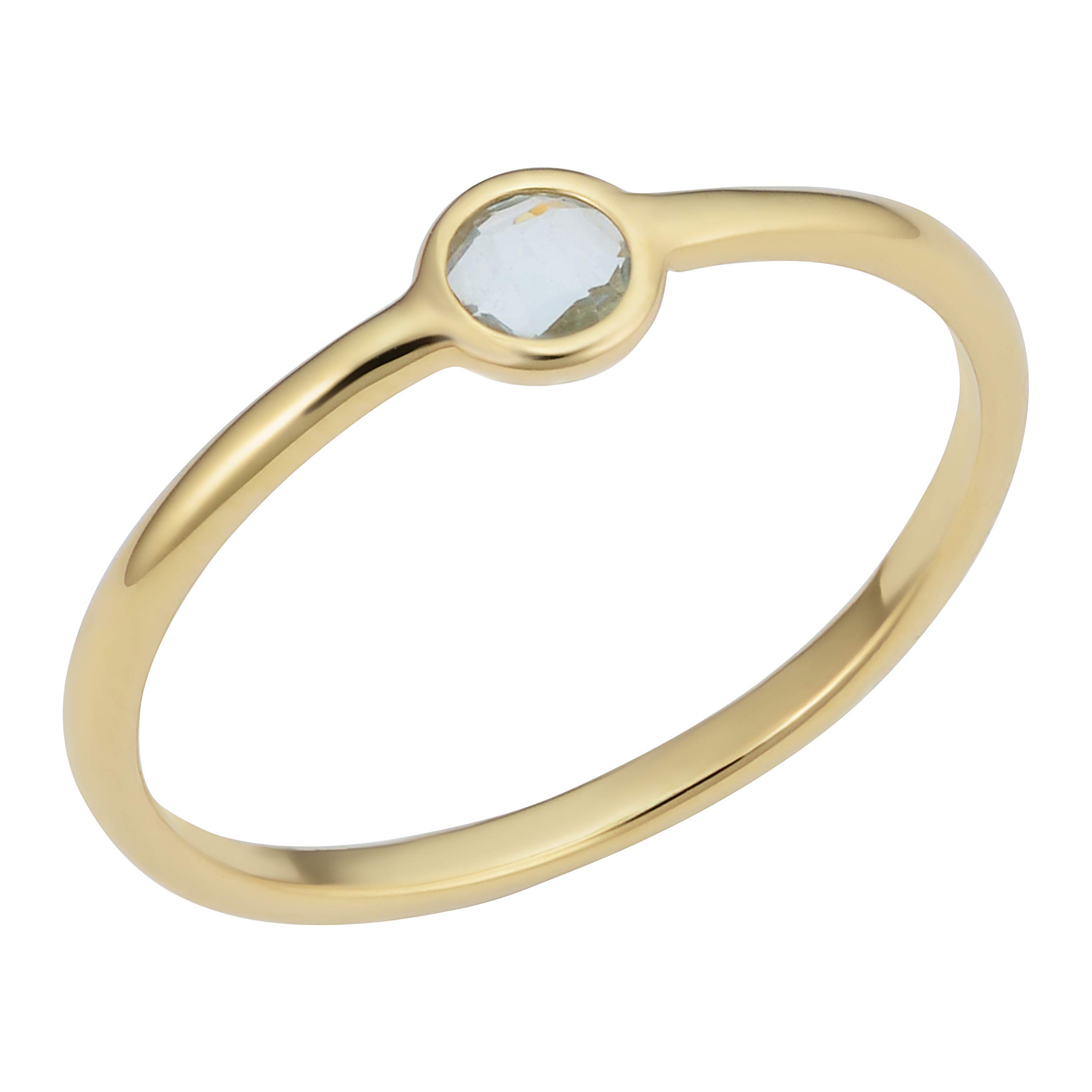 14K Yellow Gold Genuine Amethyst or Blue Topaz Minimalist Ring for Women - Elegant Everyday Jewelry, Perfect for Office, Date Night & Special Occasions