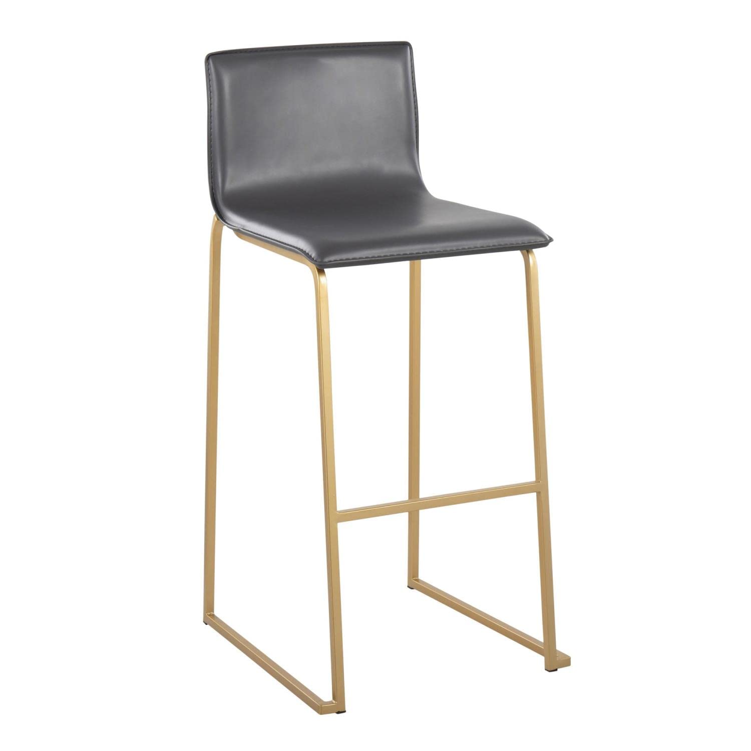 LumiSource Mara Bar Stool Set of 2 - Modern Counter Height Bar Chairs with Metal Frame & PU Cushion for Kitchen Island, Breakfast Nook & Home Bar Decor