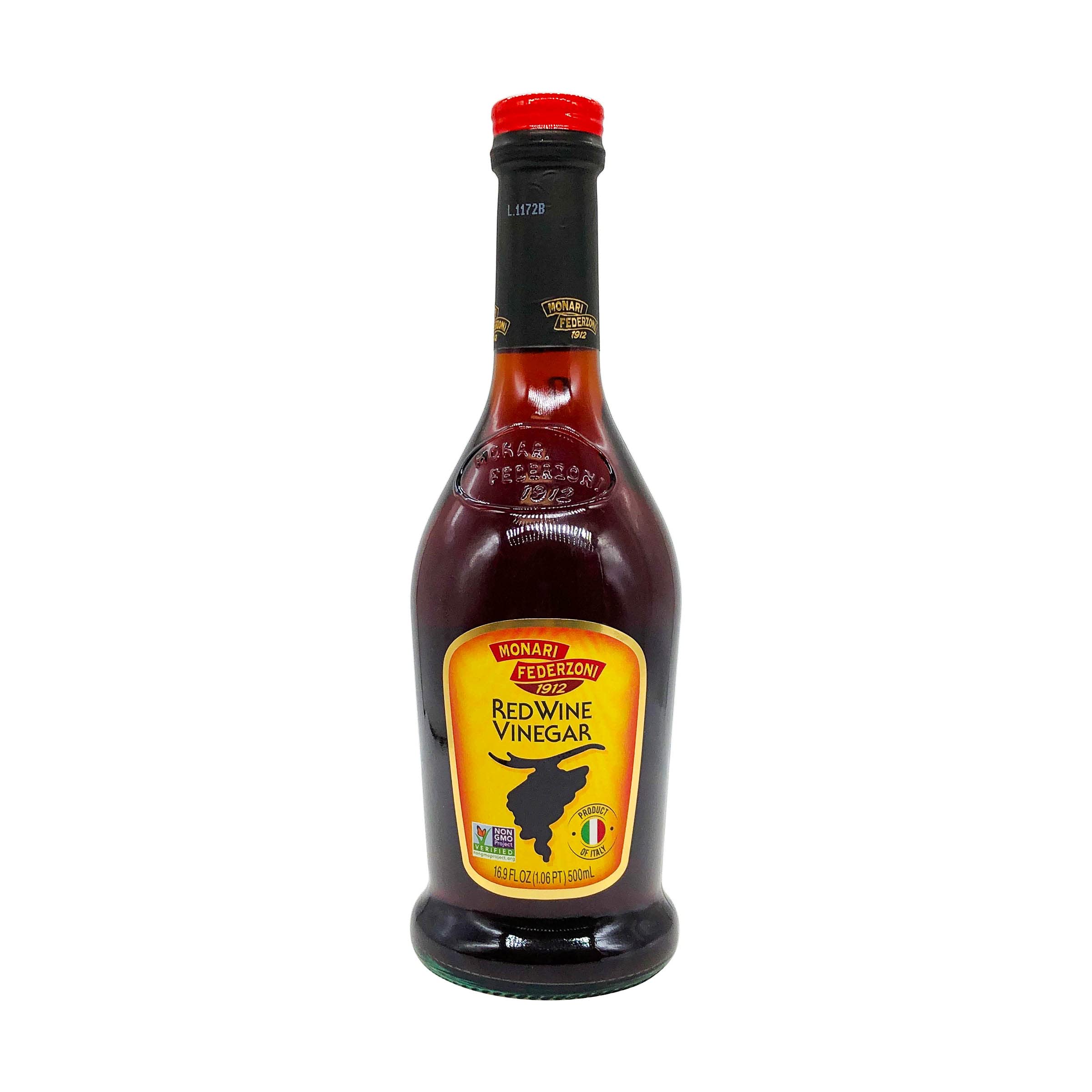 Premium Monari Red Wine Vinegar - 16.9 fl oz (500ml) - Aged Italian Vinegar for Salads, Marinades & Cooking - Gourmet Kitchen Essential