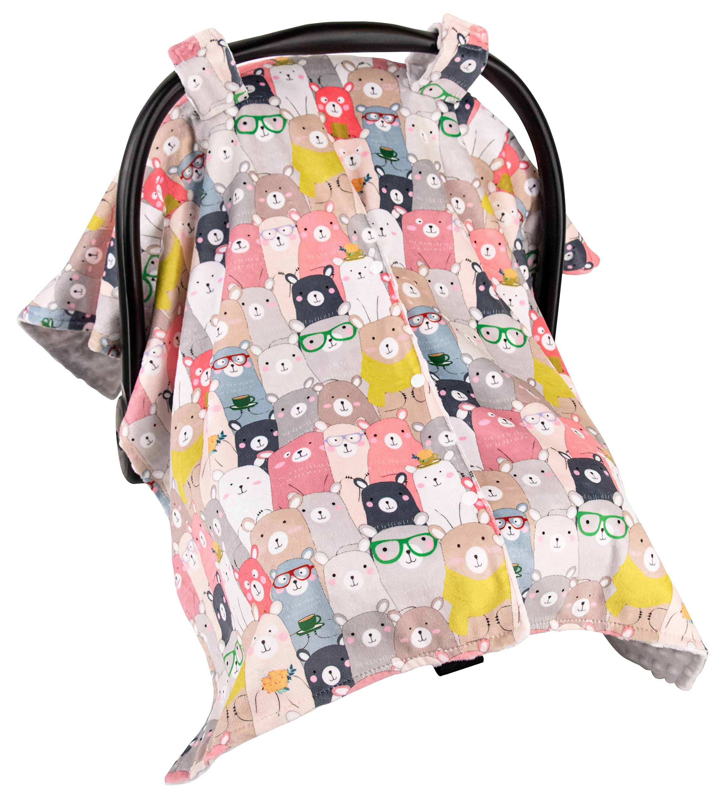 Premium Minky Baby Car Seat Cover - Soft & Cozy Bear Design, 40