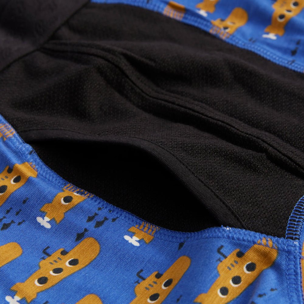 Men's Bamboo & Organic Cotton Underwear - Soft Breathable Boxer Briefs - Yellow Submarine Print - Eco-Friendly Comfort for Daily Wear & Active Lifestyle