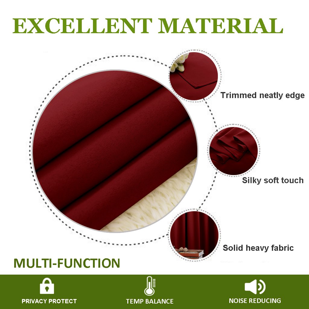 Blackout Double Pinch Pleated Extra Wide Curtains for Living Room & Patio - Burgundy Red Solid 72x120 Inches (1 Panel) - Perfect for Sliding Doors, Windows & Room Dividers
