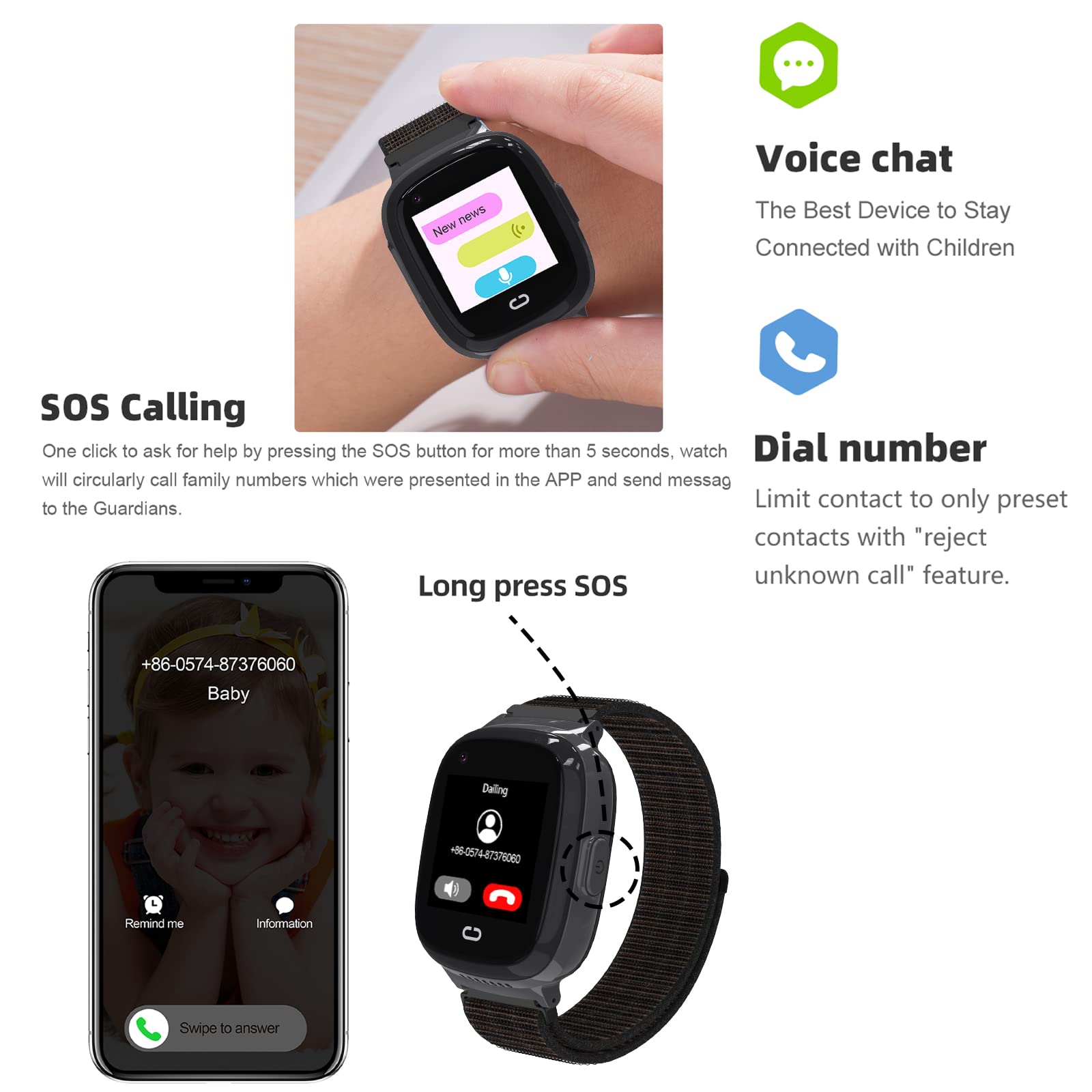 Kids Smartwatch with GPS & 4G LTE - HD Touchscreen Waterproof Tracker Watch with Real-Time Location, SOS Alert, Video/Voice Call & Camera - Compatible with Android iOS - Perfect Gift for Boys & Girls - Ideal for School, Outdoor Play & Family Safety