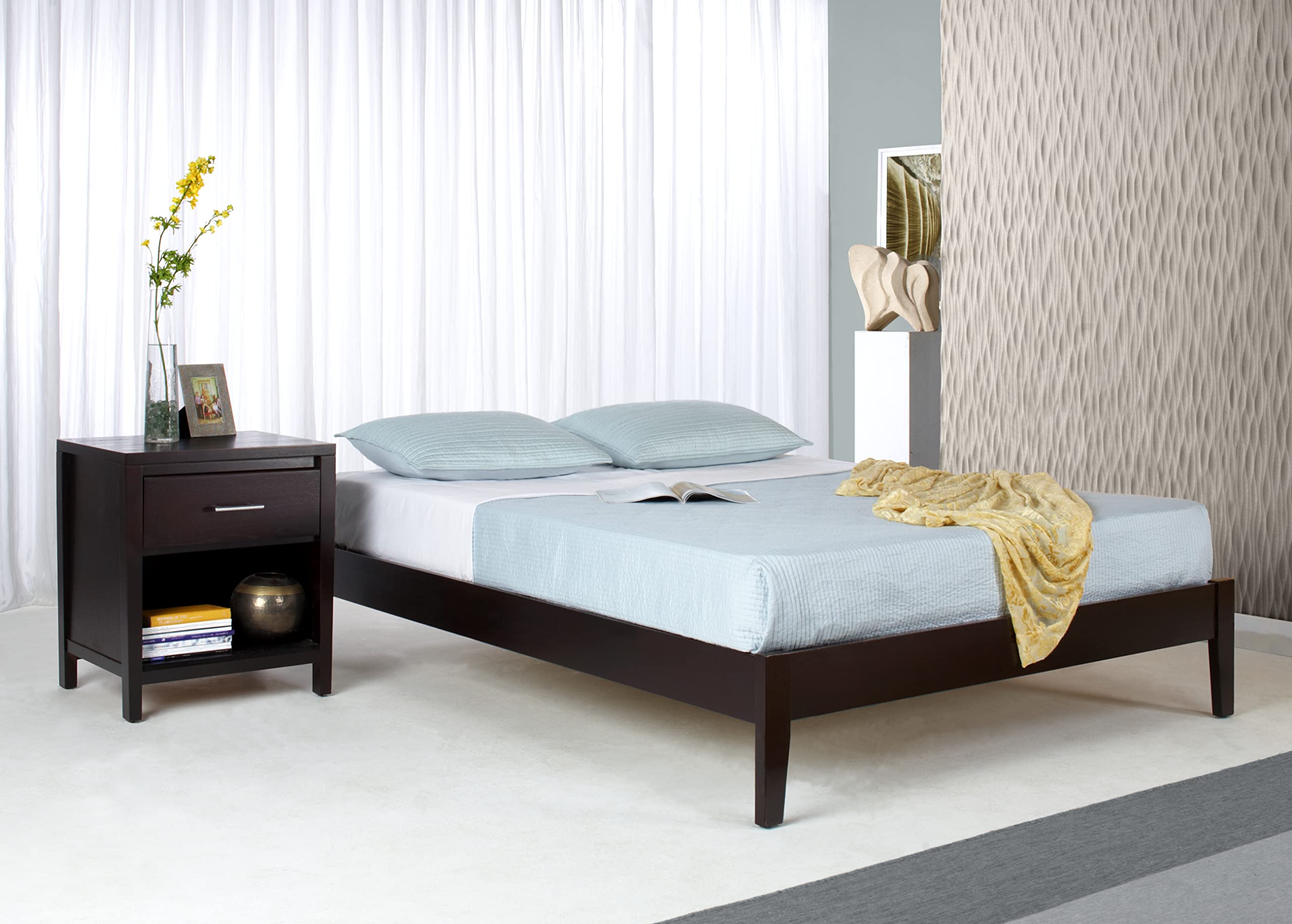 Modus Solid Wood Platform Bed Frame - Full Size, Espresso Finish, Simple Nevis Design | Sturdy & Durable for Modern Bedroom Decor | Perfect for Master Bedrooms, Guest Rooms & Apartments