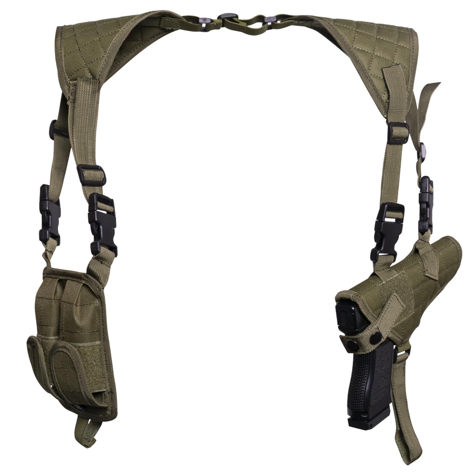 Adjustable Vertical Shoulder Holster for Pistols with Double Magazine Pouch - Universal Concealed Carry Holster Fits Compact to Large Handguns - Perfect for Law Enforcement, Security & Outdoor Activities