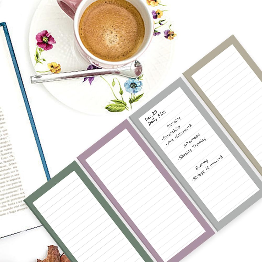 4 Pack Magnetic Notepads for Refrigerator - Strong Full Magnet Back Memo Pads, 50 Sheets per Pad for To-Do Lists & Shopping Lists (Simple Style) - Perfect for Kitchen, Office & Home Organization