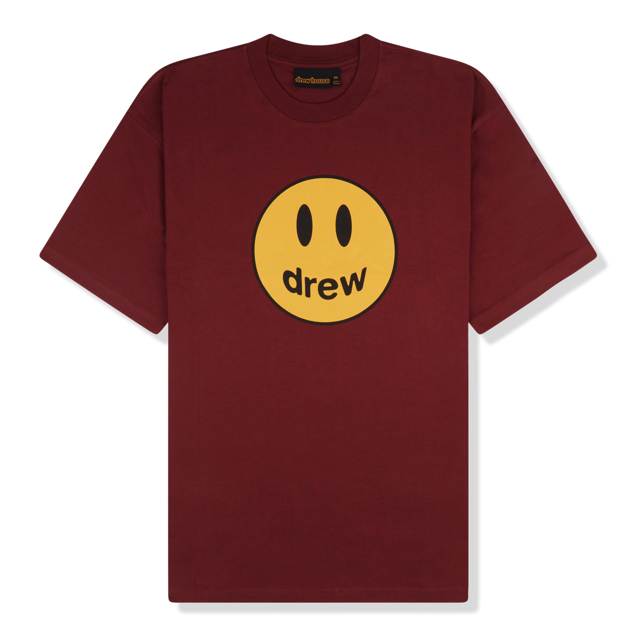 Drew House Mascot Graphic T-Shirt - Burgundy Red Cotton Tee for Men & Women | Casual Streetwear for Everyday Wear