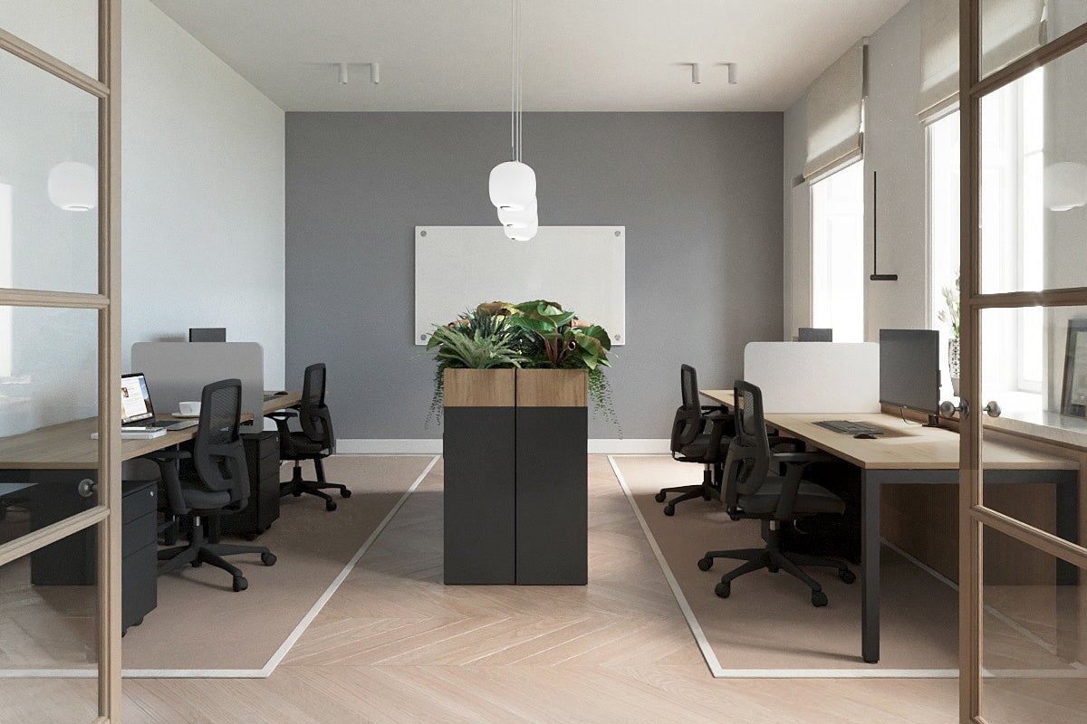 Quadro Square Legs 2 Person Office Workstation - 1800L x 800W with Cable Management - Perfect for Shared Workspaces & Collaborative Office Environments