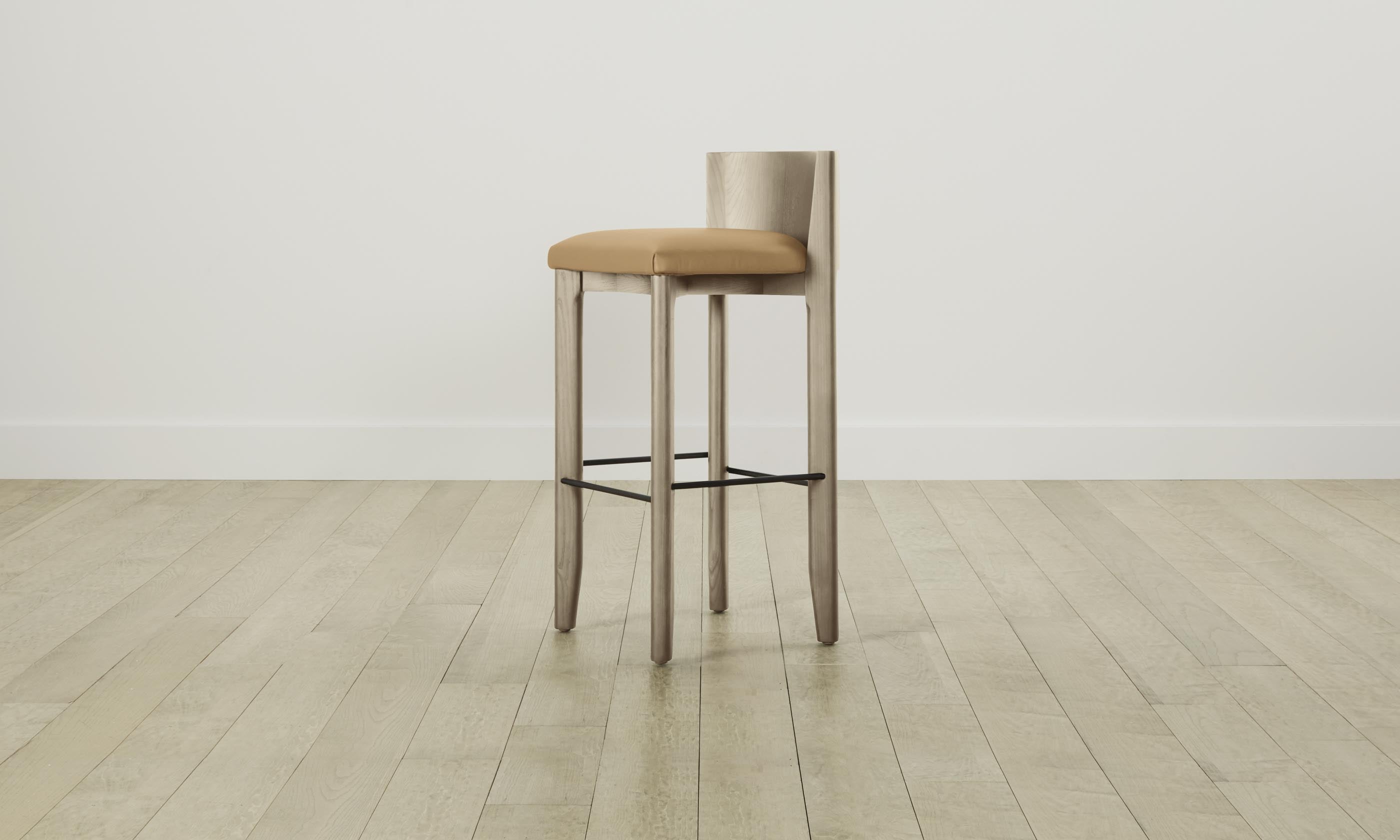 Premium Pebbled Leather Bar Stool - The Delancey Counter Height Stool in Latte Brown for Kitchen Island, Breakfast Nook & Home Bar Seating
