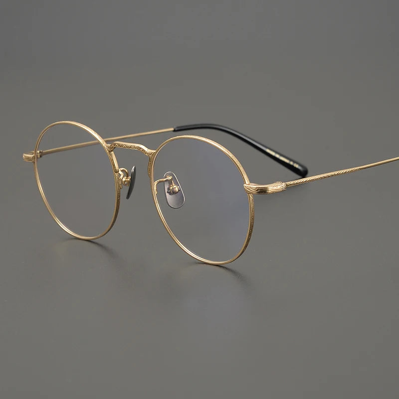 Aimee Unisex Full Rim Round Titanium Eyeglasses Frame 1282 - Lightweight Durable Glasses for Men & Women - Perfect for Reading, Work, and Everyday Wear