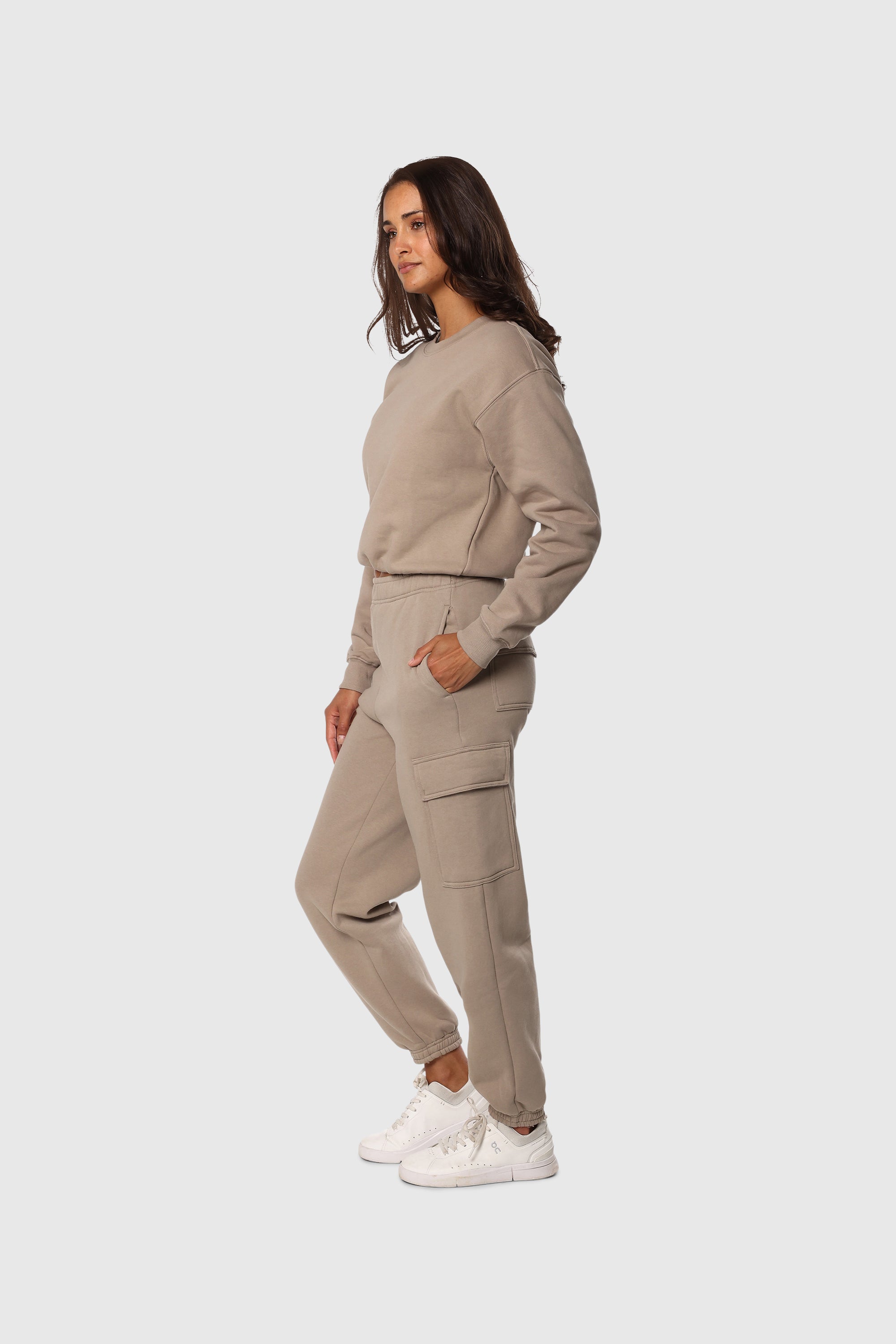 Cozy Tan Cinch Fleece Lounge Set for Women - Soft & Warm Two-Piece Outfit for Relaxing at Home, Lounging, or Running Errands