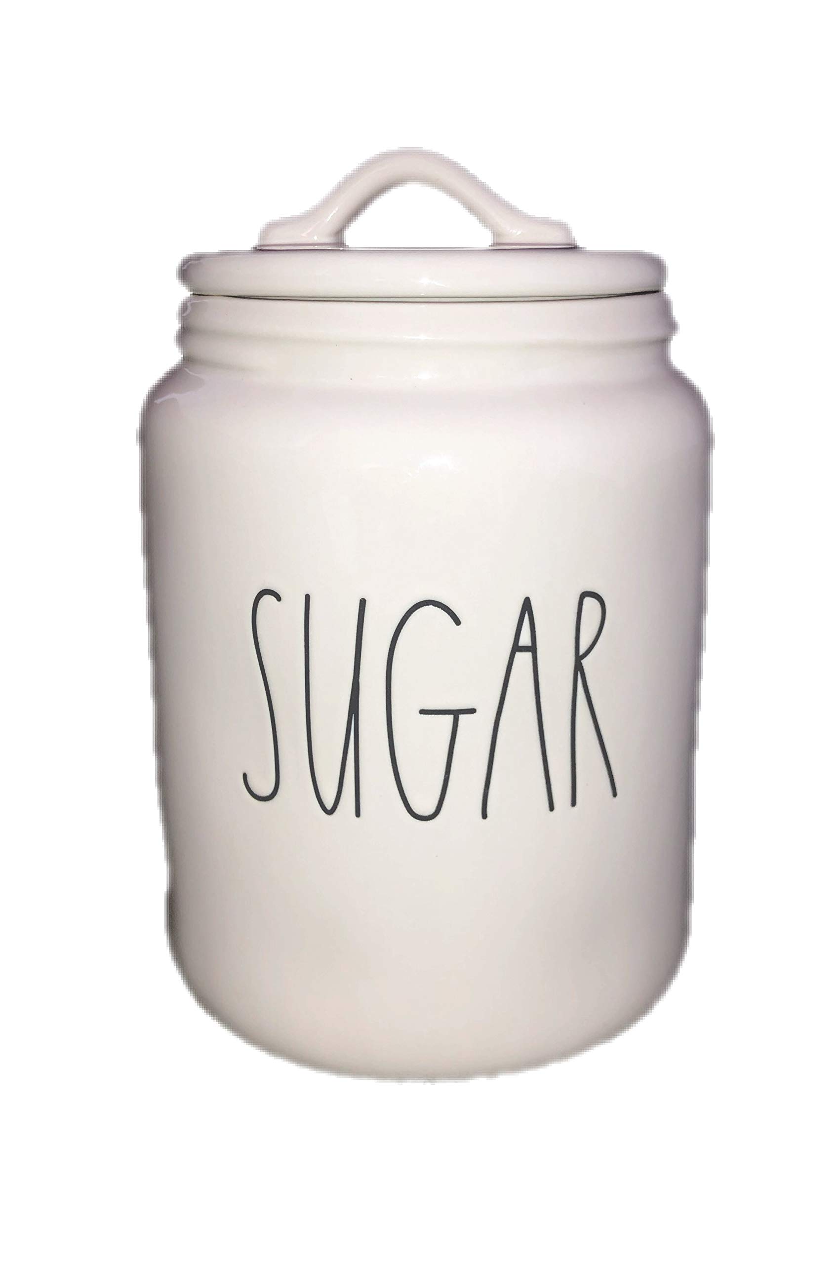 Rae Dunn XL Ceramic Sugar Canister with Long Letter Design - Perfect for Kitchen Storage, Coffee & Tea Station, Pantry Organization