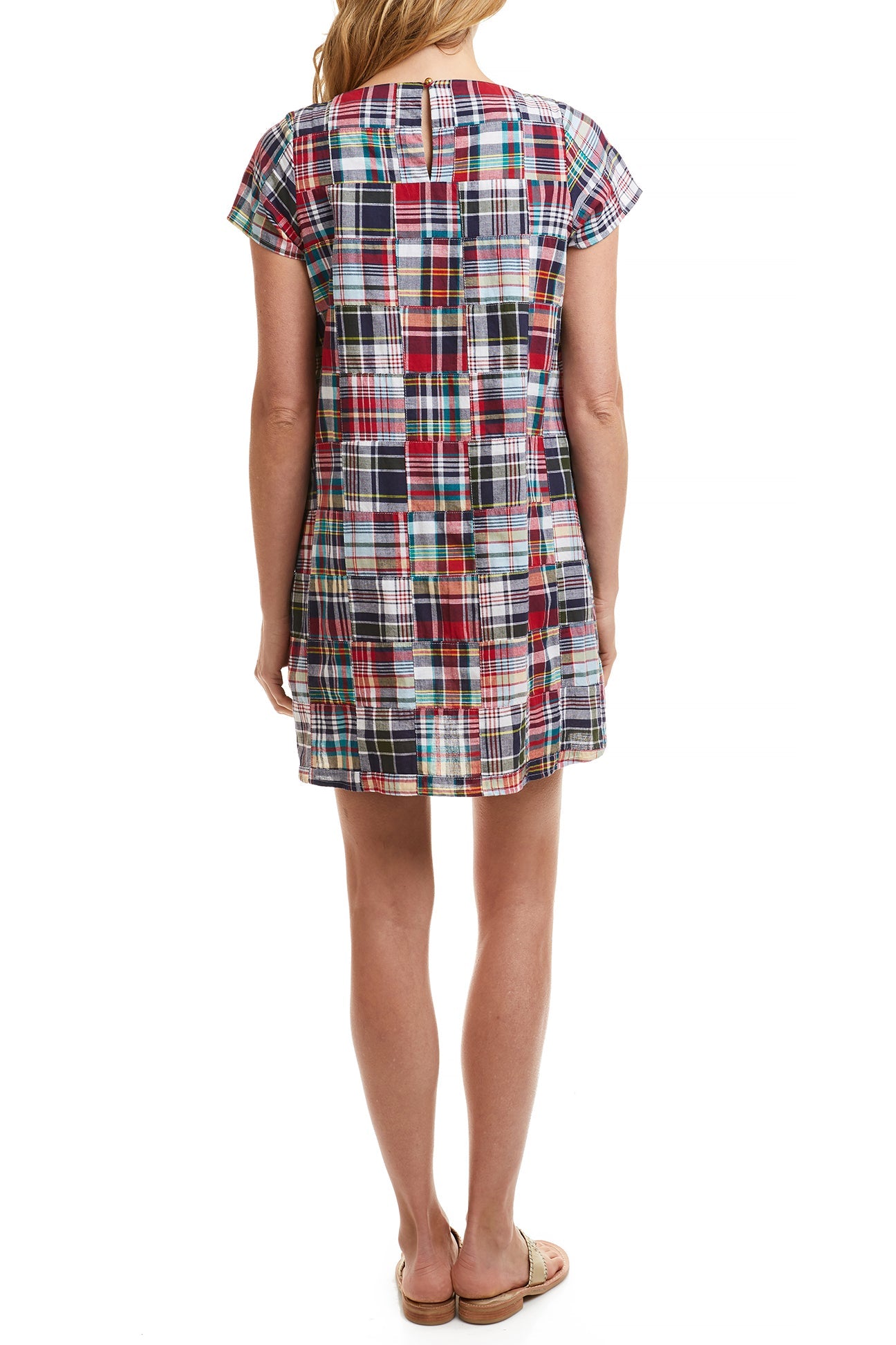 Women's Oceanique Floral Print Sconset Patch Madras Dress - Perfect for Beach Vacations, Summer Parties & Casual Outings