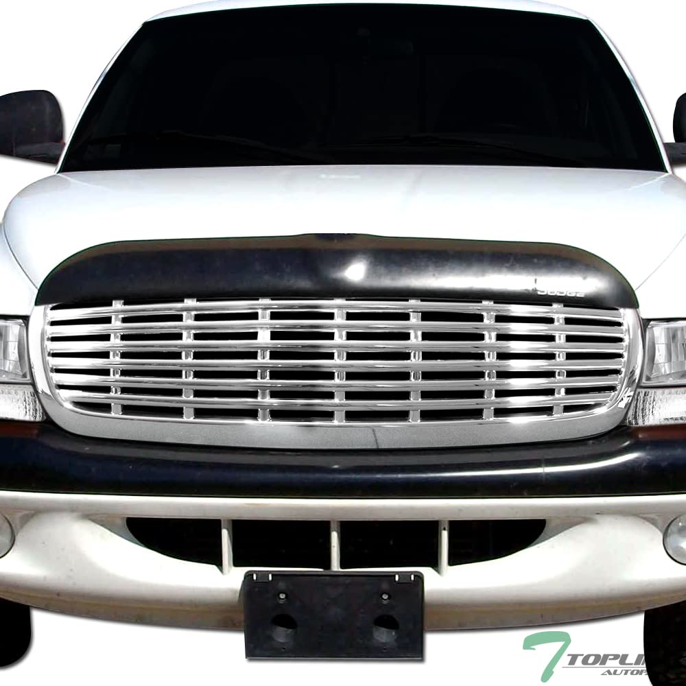 97-04 Dodge Dakota & 98-03 Durango Chrome ABS Front Hood Bumper Grill Guard - Heavy Duty Protection for Off-Road, Truck Shows & Daily Driving