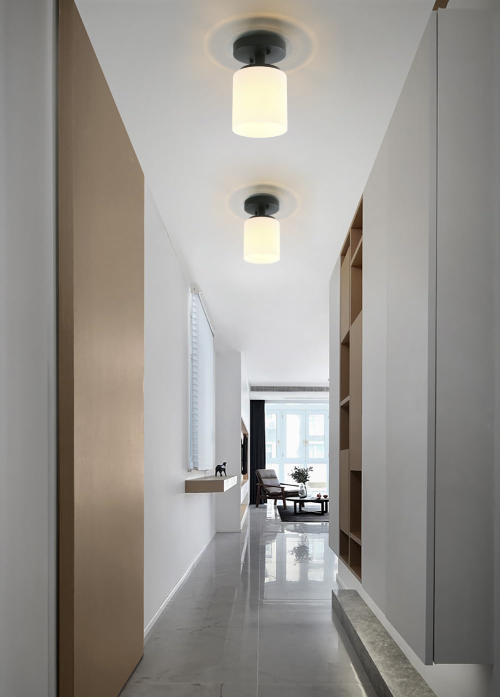 Pathson Milk White Cylinder Flush Mount Lighting & Wall Sconce - Modern Ceiling Light Fixture for Bedroom, Living Room, Hallway, Kitchen - Dimmable LED Lighting for Home Decor