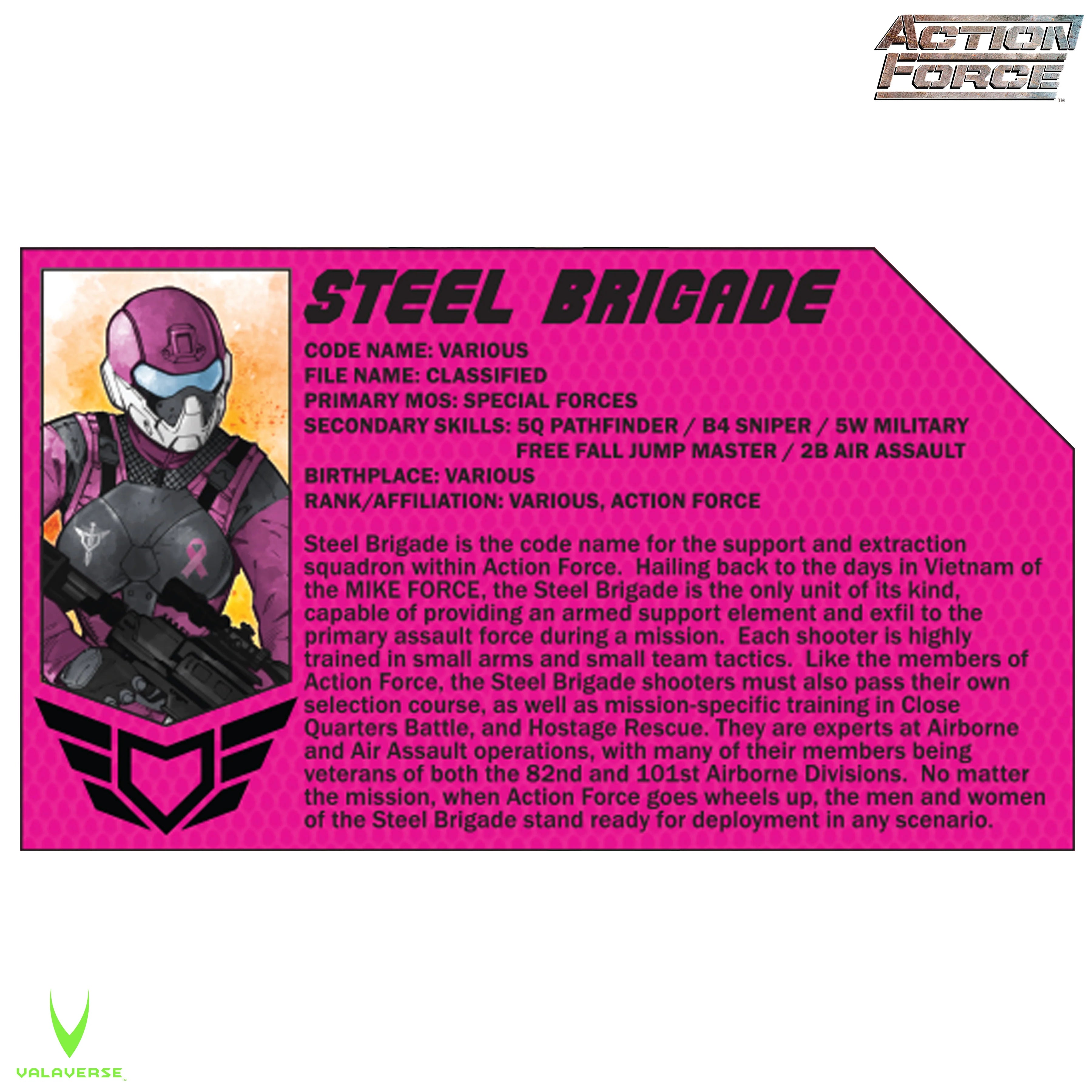 Steel Brigade Female Soldier (Breast Cancer Awareness Edition) - 1/12 Scale Action Figure by Action Force - Collectible Military Toy for Display, Gifts & Awareness Campaigns
