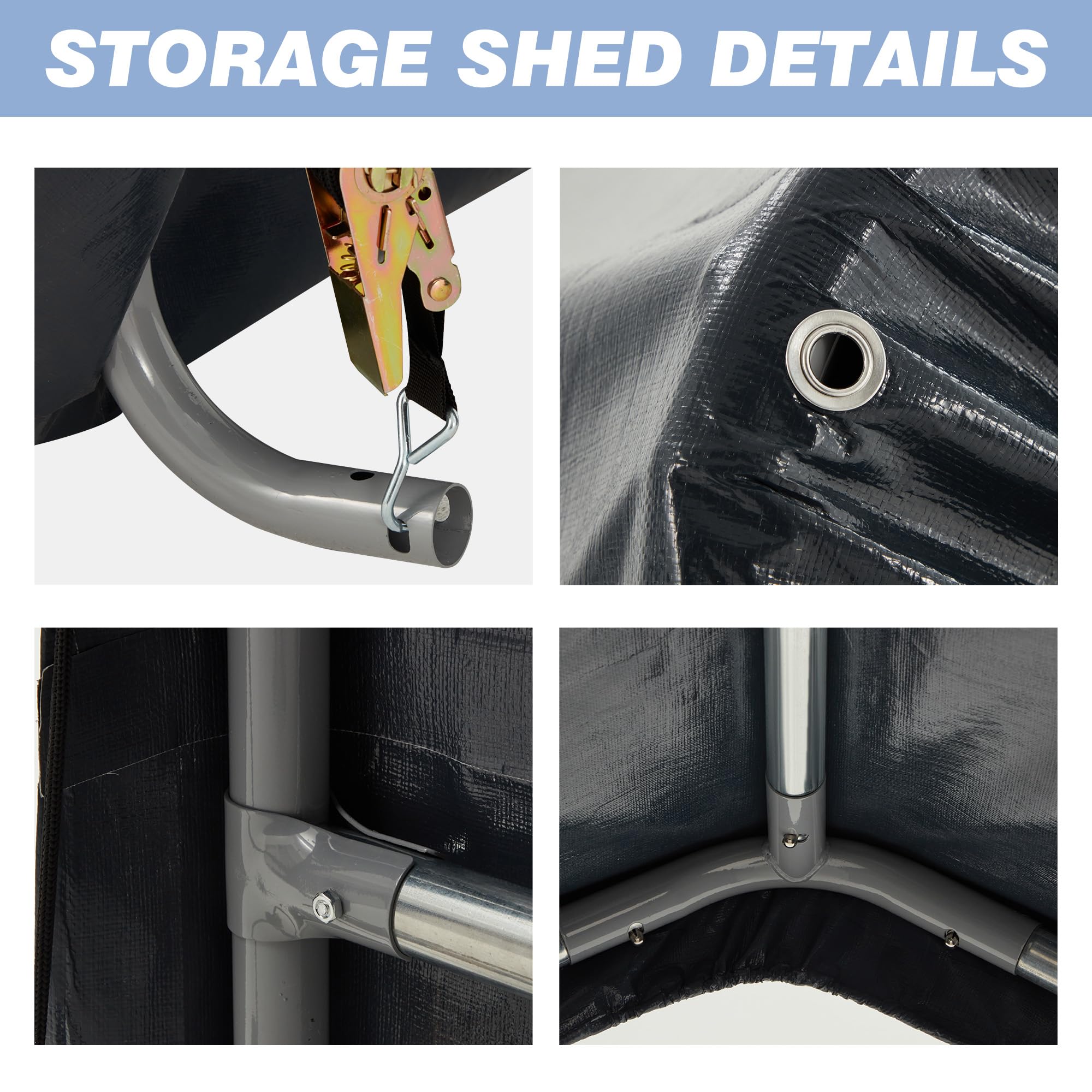 MELLCOM 6x6ft Heavy Duty Portable Storage Shed - Waterproof Outdoor Canopy with Roll-Up Zipper Door for Bikes, Motorcycles, Garden Tools & Equipment - Perfect for Backyard, Garage & Patio Storage Solutions