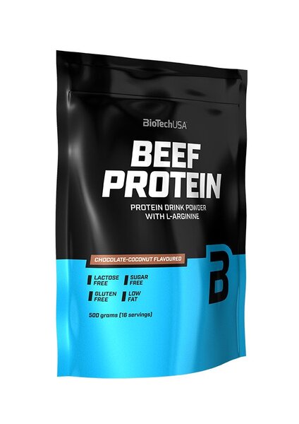 BioTechUSA Beef Protein Powder - Chocolate Coconut Flavor, 500g | High Protein Supplement for Muscle Growth & Recovery | Ideal for Post-Workout, Weight Training & Fitness Enthusiasts