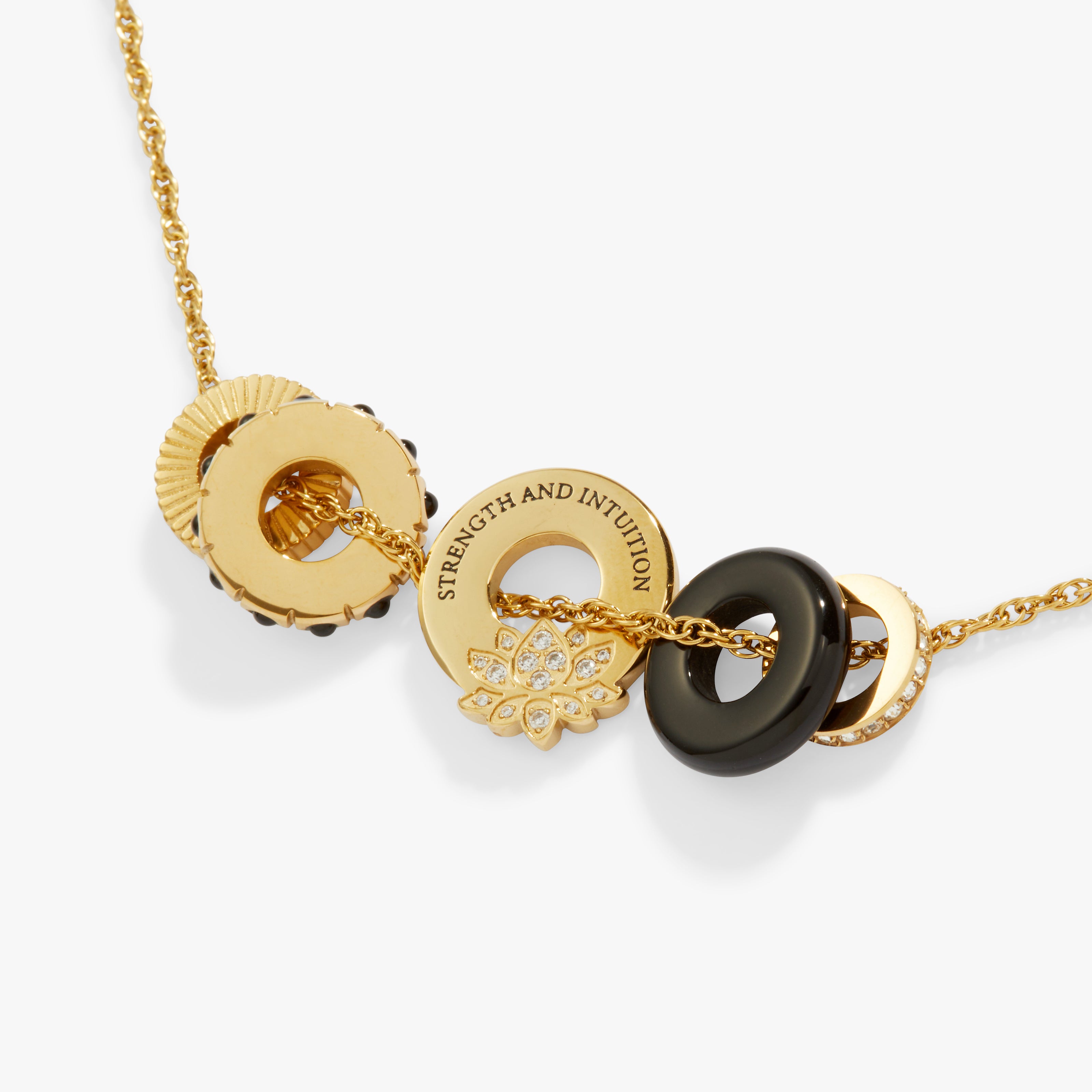 Black Onyx Lotus Charm Necklace - Elegant Spiritual Jewelry for Meditation & Yoga - Perfect Gift for Women