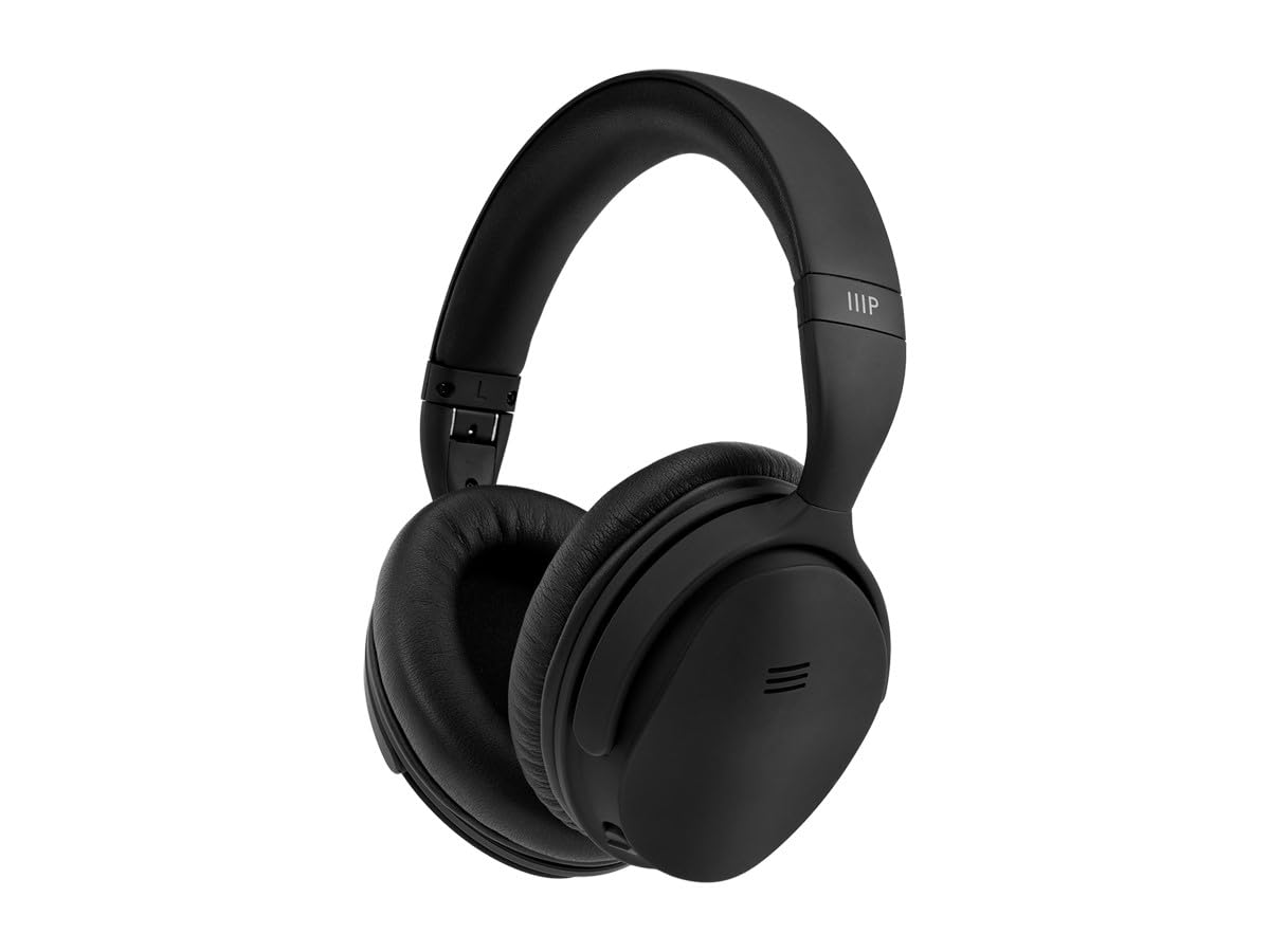 Monoprice Wireless Over Ear Headphones with Active Noise Cancelling (ANC) - Bluetooth 5.0, 40mm Drivers, Qualcomm aptX Audio, 30+ Hour Playtime - Perfect for Travel, Work & Commuting (Black)