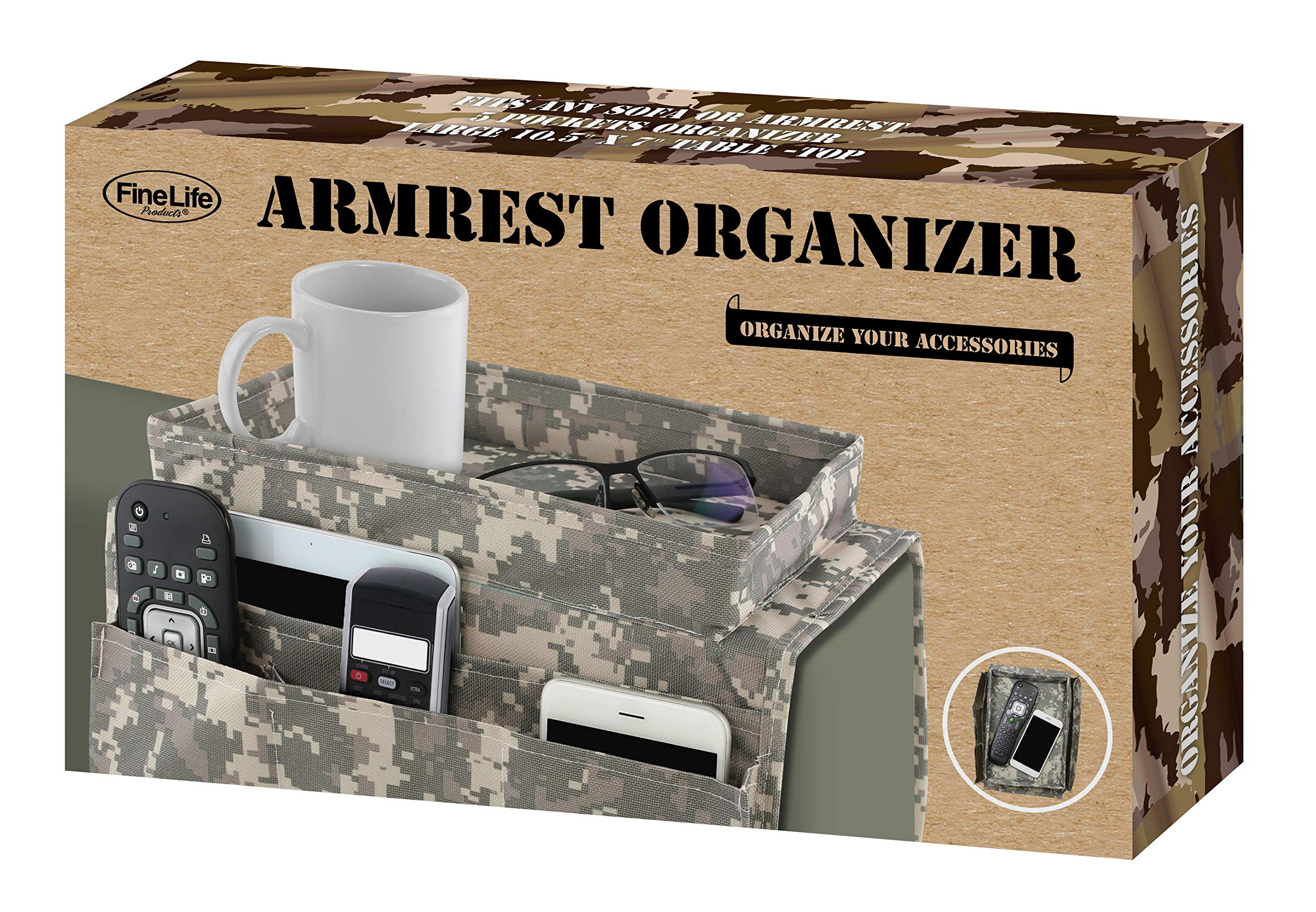 Tactical Camo Armrest Organizer for Car & Truck - Storage Pouch with Multiple Pockets for Phone, Wallet & Accessories - Perfect for Road Trips & Outdoor Adventures