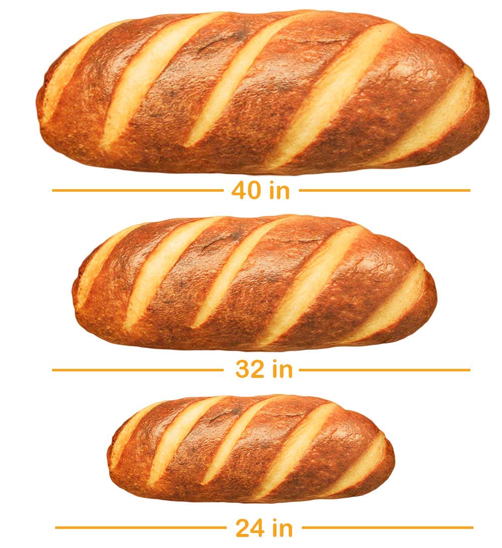 Wepop 32-inch 3D Simulation Bread Shaped Pillow - Soft Lumbar Support Cushion, Funny Baguette Plush Stuffed Toy for Home, Office & Car (Perfect Gift for Food Lovers)