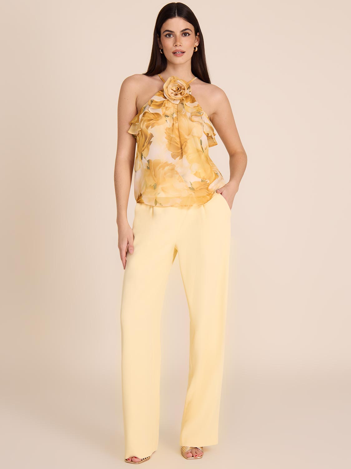 Elegant Printed Chiffon Halter Neck Blouse for Women - Summer Fashion Top for Beach, Party & Casual Wear