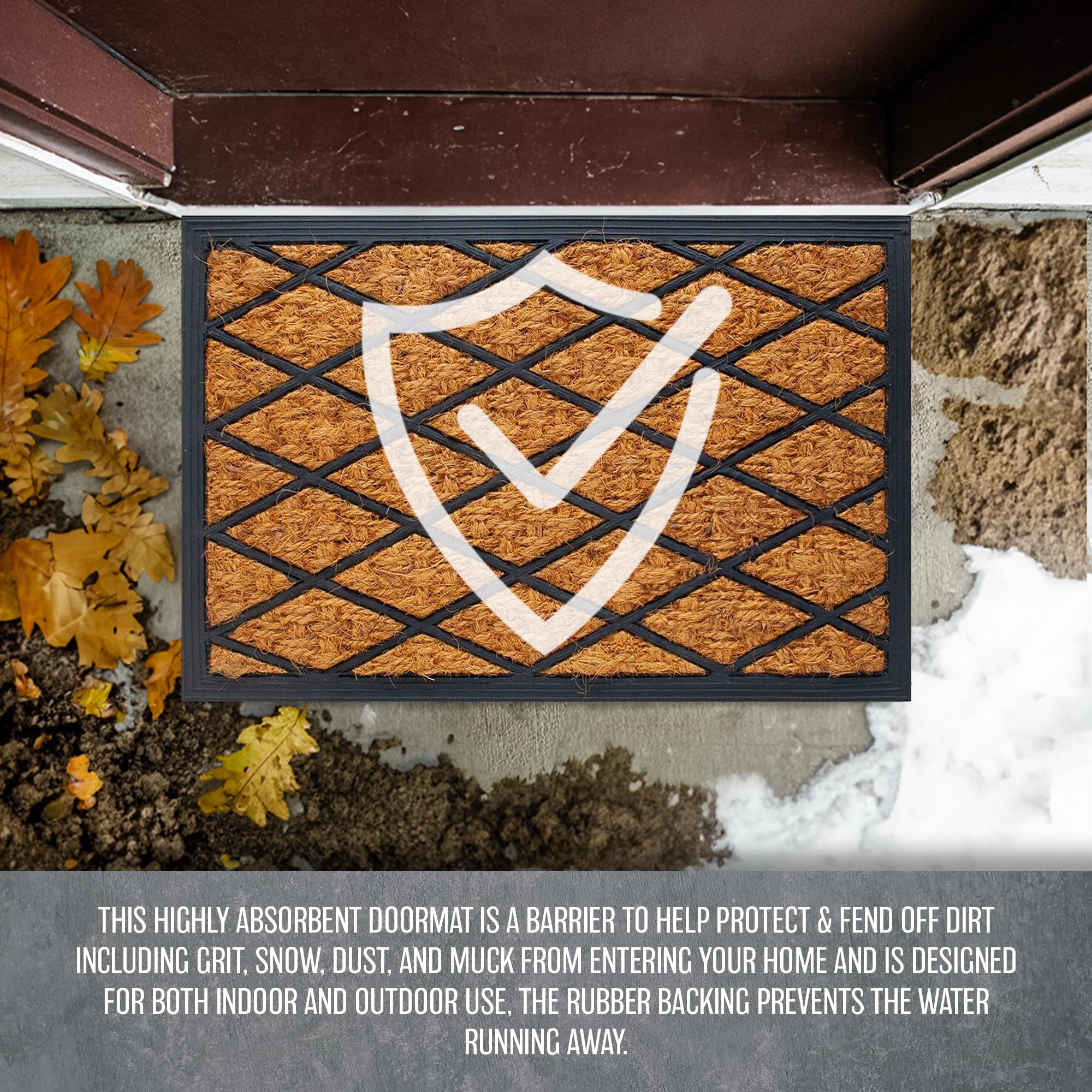 Non-Slip Outdoor Panama Door Mat 40x60cm - Durable Rubber & Natural Coir Welcome Mat for Porch, Entrance, Home - Waterproof & Weather-Resistant for All Seasons (Ideal for Front Door, Patio, Deck)