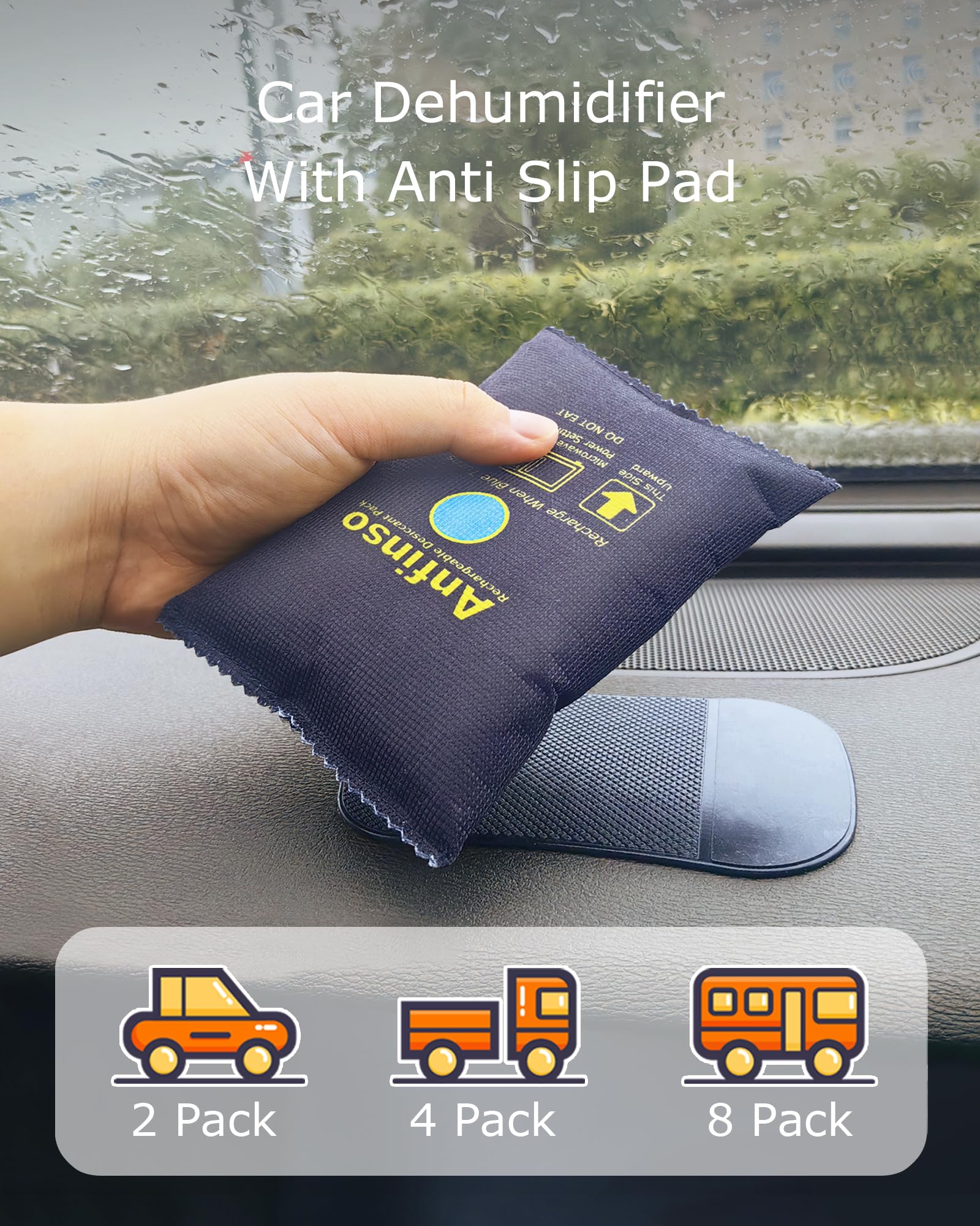 Rechargeable 300g Car Dehumidifier Bags (2-Pack) - Silica Gel Moisture Absorbers for Closets, Storage Bins, Safes, Totes & 3D Filaments | Eliminates Dampness in Cars, Boats & RVs