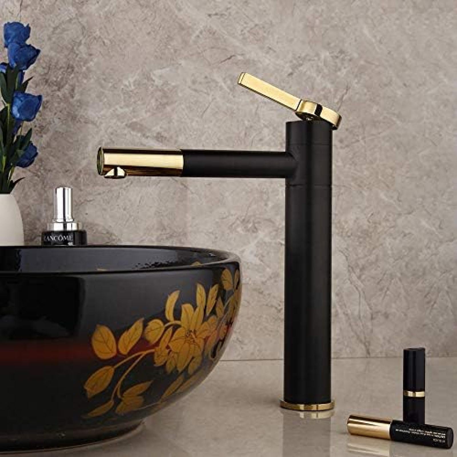 CRJUS Black Swivel Kitchen Faucet - Single Handle Deck Mounted Sink Mixer Tap for Bathroom & Vanity Basin - High Arc Spout, Durable Matte Finish - Perfect for Modern Homes, Apartments, and Small Spaces