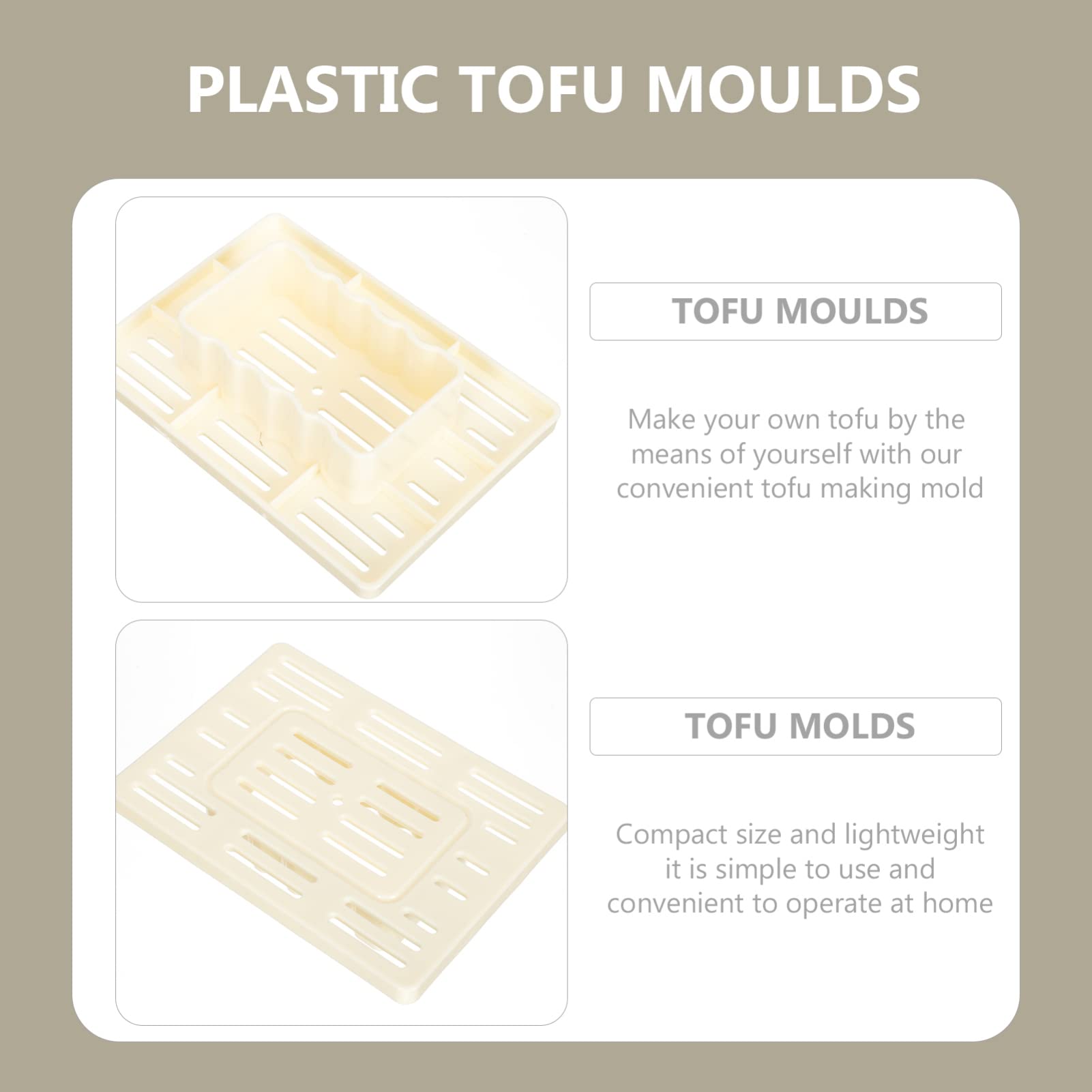 2-Pack Plastic Tofu Press Mold Kit - DIY Soybean Curd Maker for Homemade Tofu - Perfect for Vegan Cooking, Meal Prep & Asian Cuisine