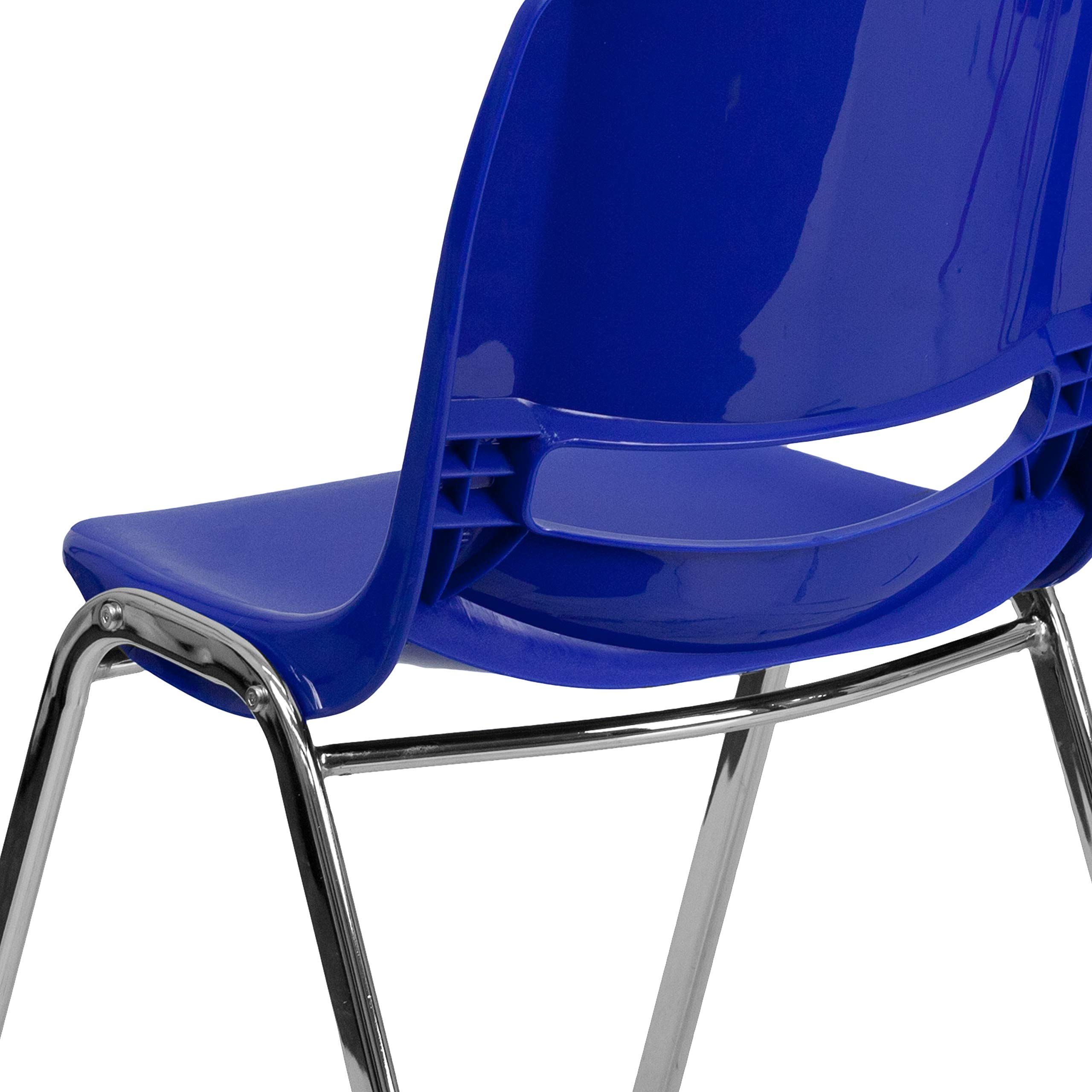 EMMA + OLIVER Navy Blue Ergonomic Stackable Chair with Chrome Metal Frame & 18