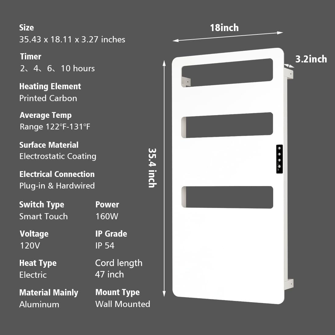 Electric Heated Towel Rack for Bathroom - Wall Mounted Towel Warmer with Timer, Hardwired or Plug-in Options | Perfect for Spa-Like Luxury, Quick Drying & Warm Towels After Shower or Bath