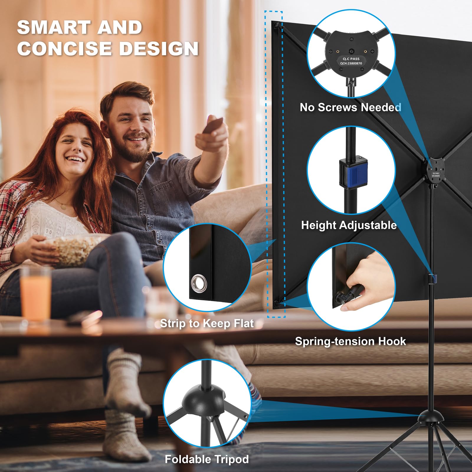 100 Inch ALR Projector Screen with Stand - Portable 16:9 Outdoor Projection Screen, High Contrast & Ambient Light Compatible - Easy Setup for Home Theater, Backyard Movie Nights, and Outdoor Entertainment