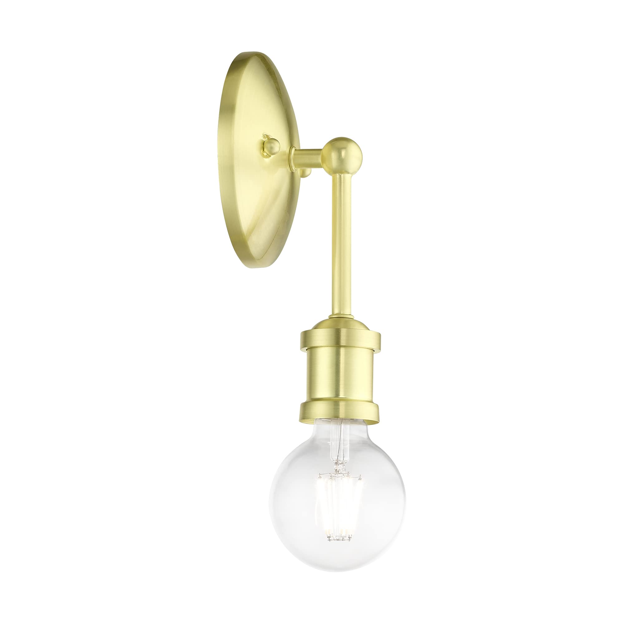 Livex Lighting 14429-12 Lansdale 1 Light ADA Compliant Vanity Sconce in Satin Brass - Perfect for Bathroom, Bedroom & Dressing Room Lighting